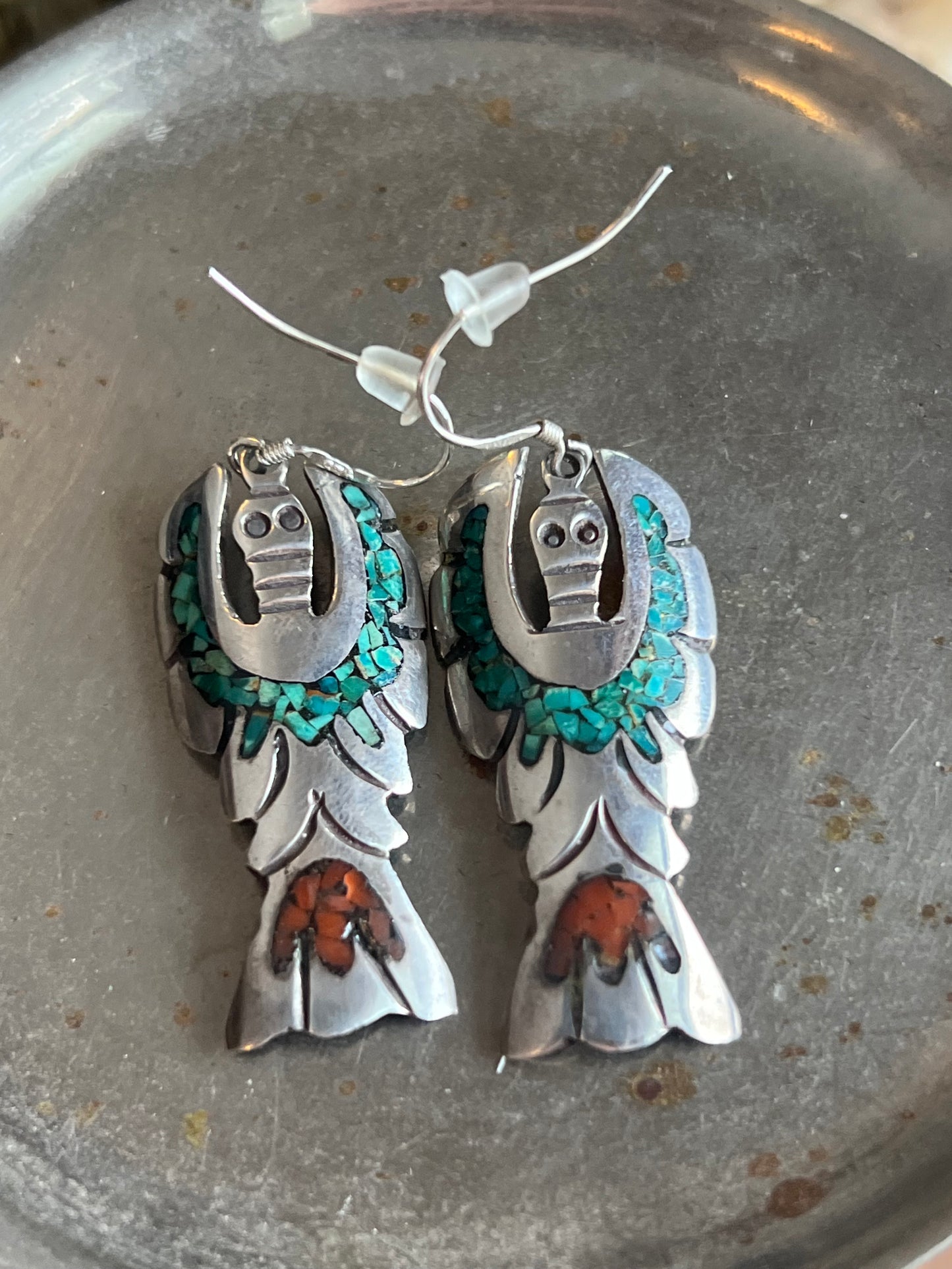 “TIC” Crushed Inlay Peyote Drop Earrings