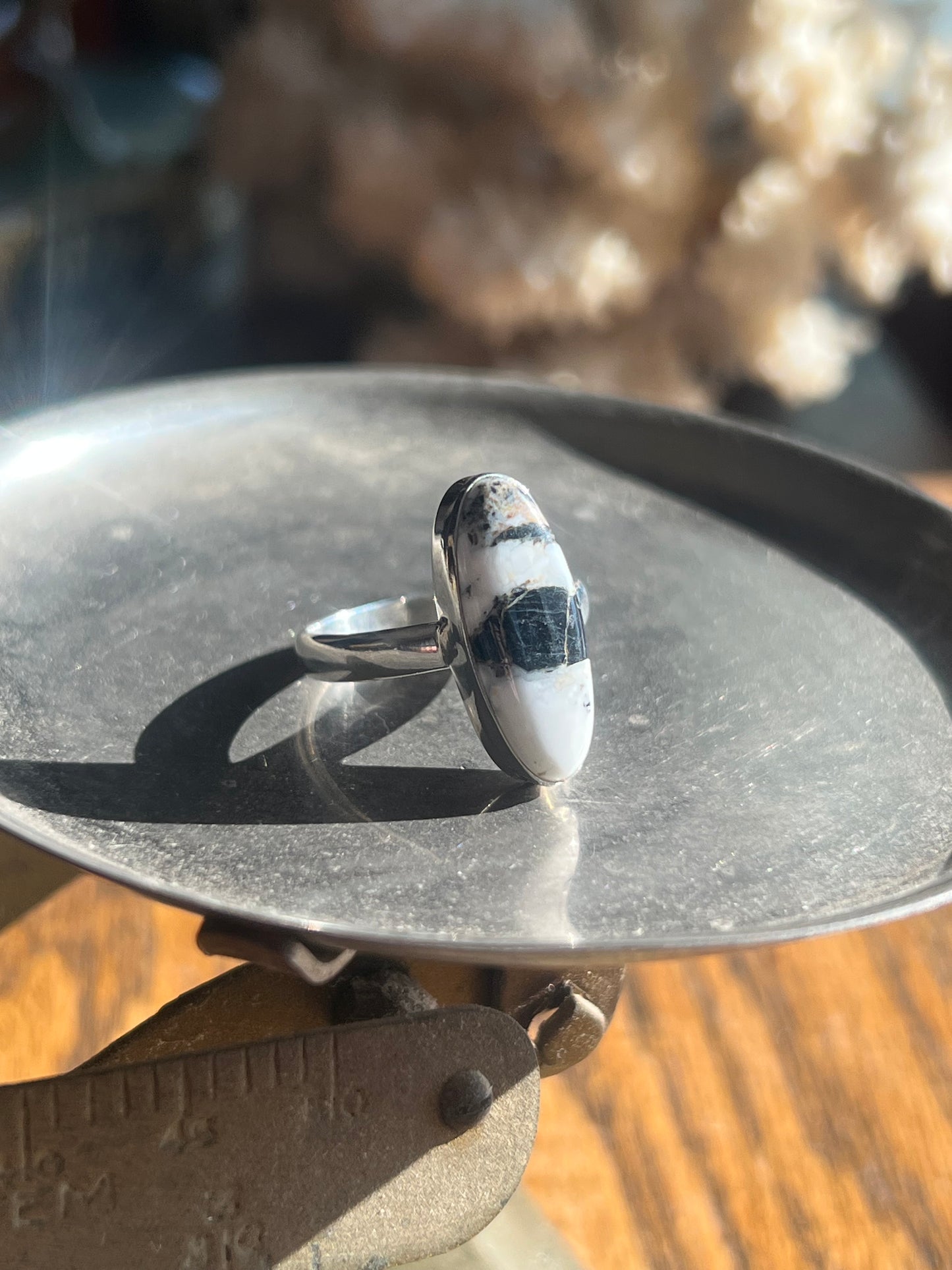 White Buffalo Sterling Silver Ring