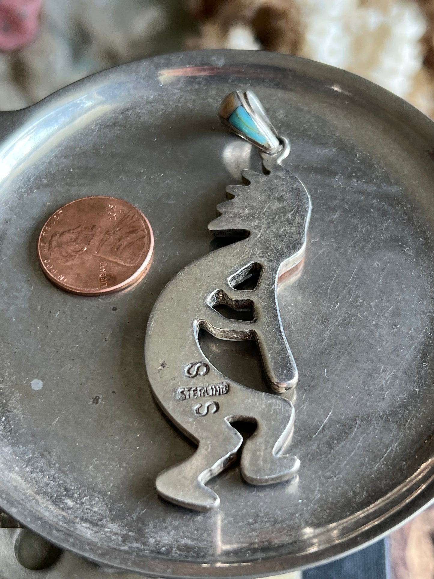 Multi Color Inlay Sterling Silver Kokopelli Pendant