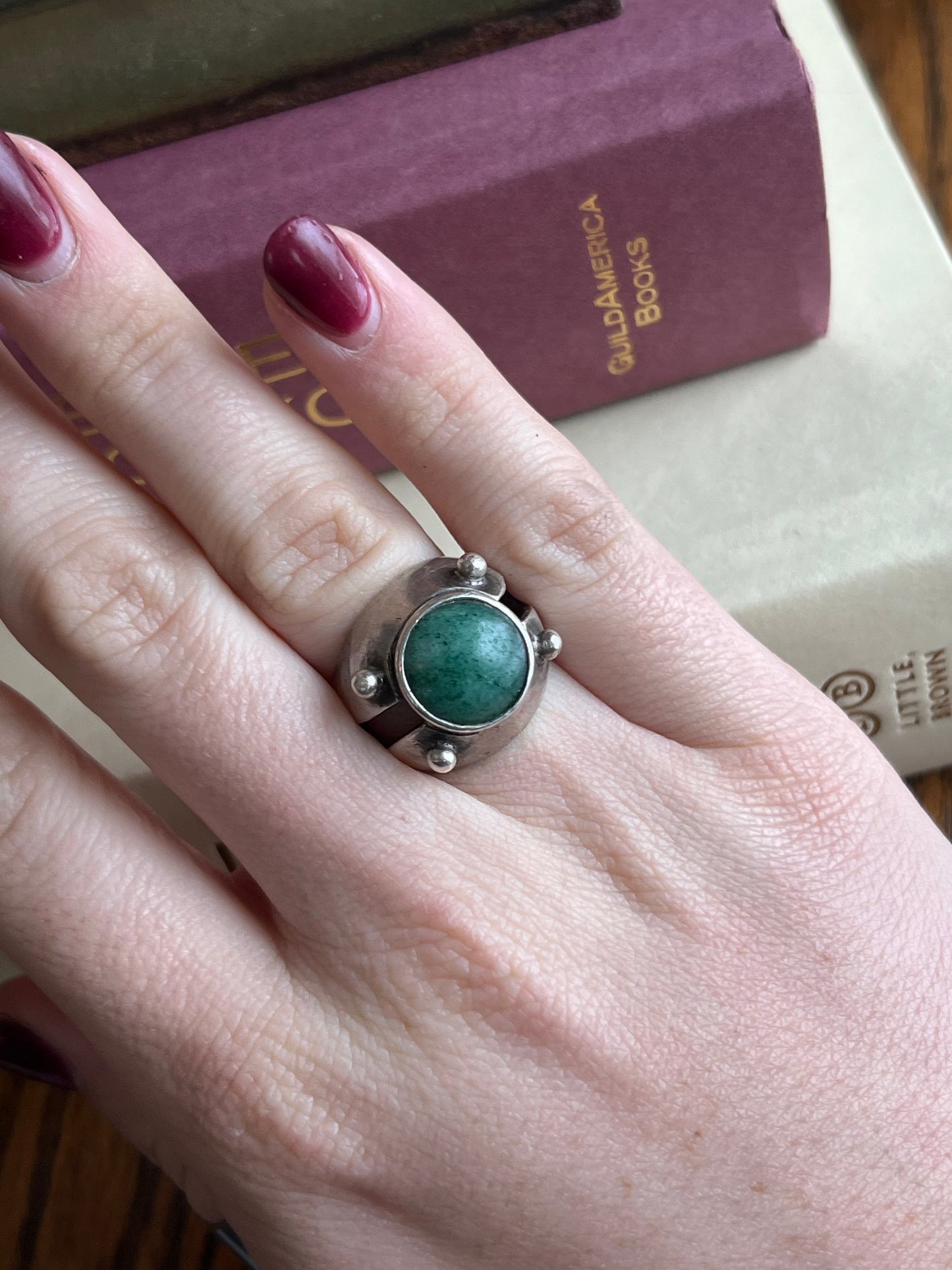 Malachite Stone with Unique Band Ring