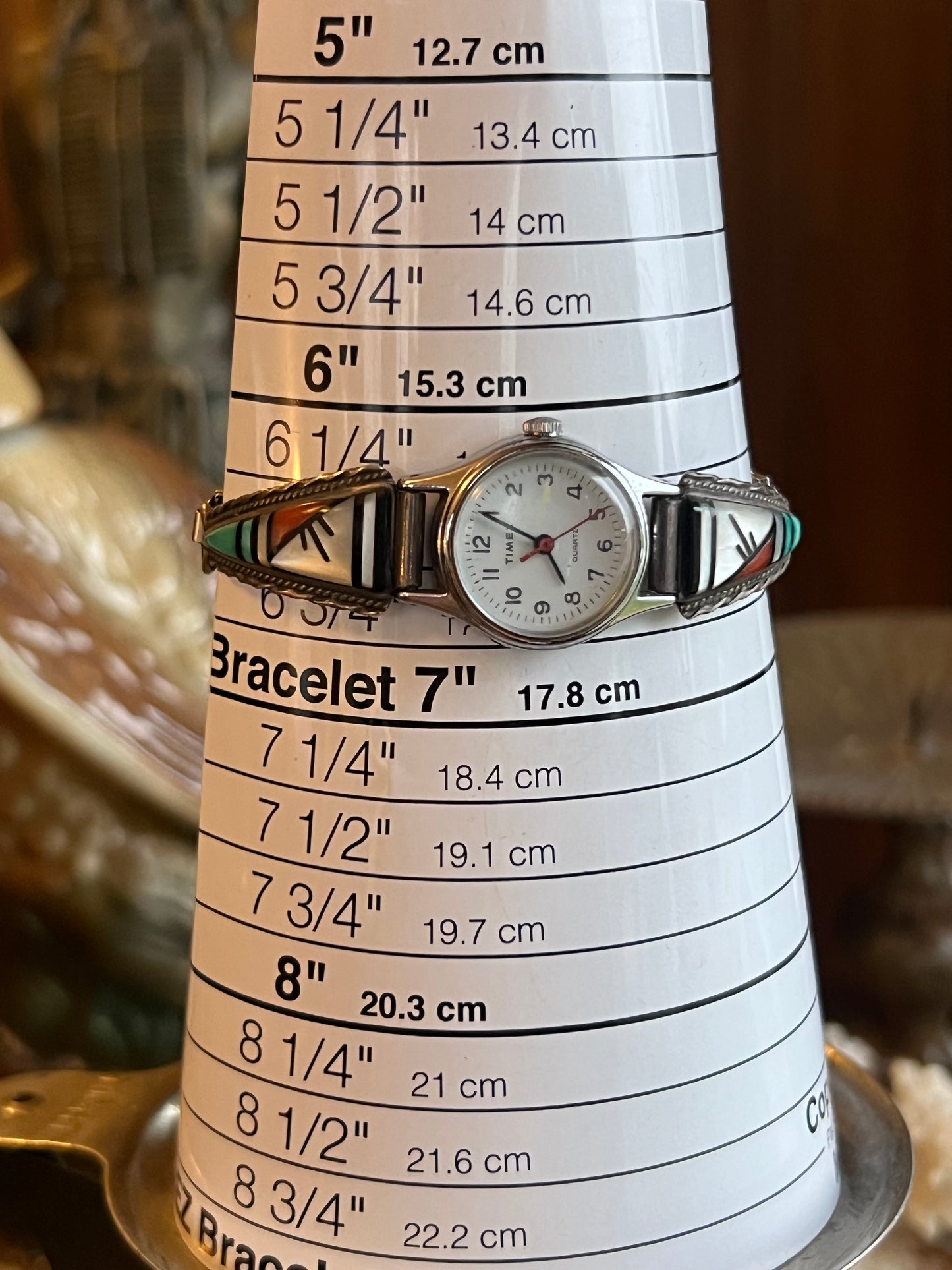 Vintage Timex Quartz Watch with Zuni Inlay