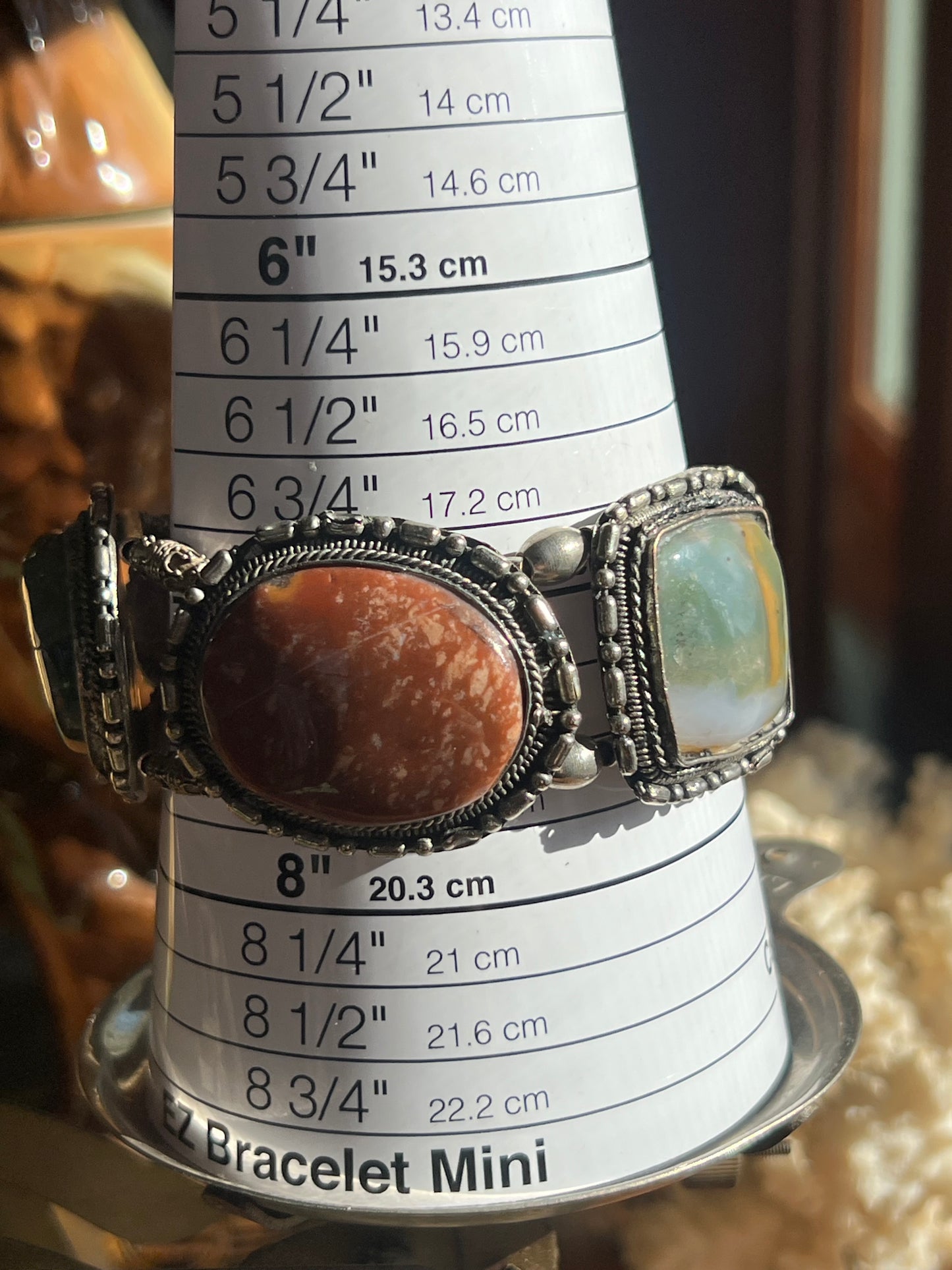 “EJK” Pawn Sterling Silver Multi-Color Stone Bracelet
