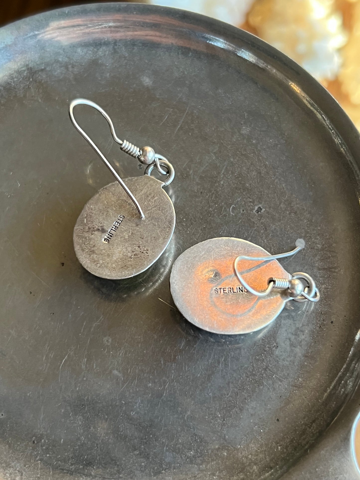 Green Stone Sterling Silver Braided Frame Drop Earrings