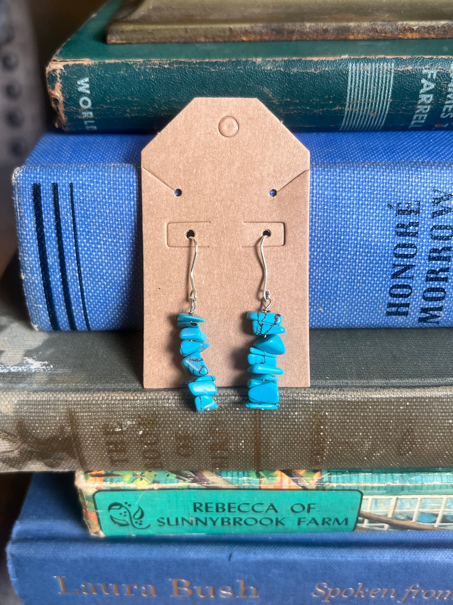 Heishi Sleeping Beauty Turquoise Drop Earrings