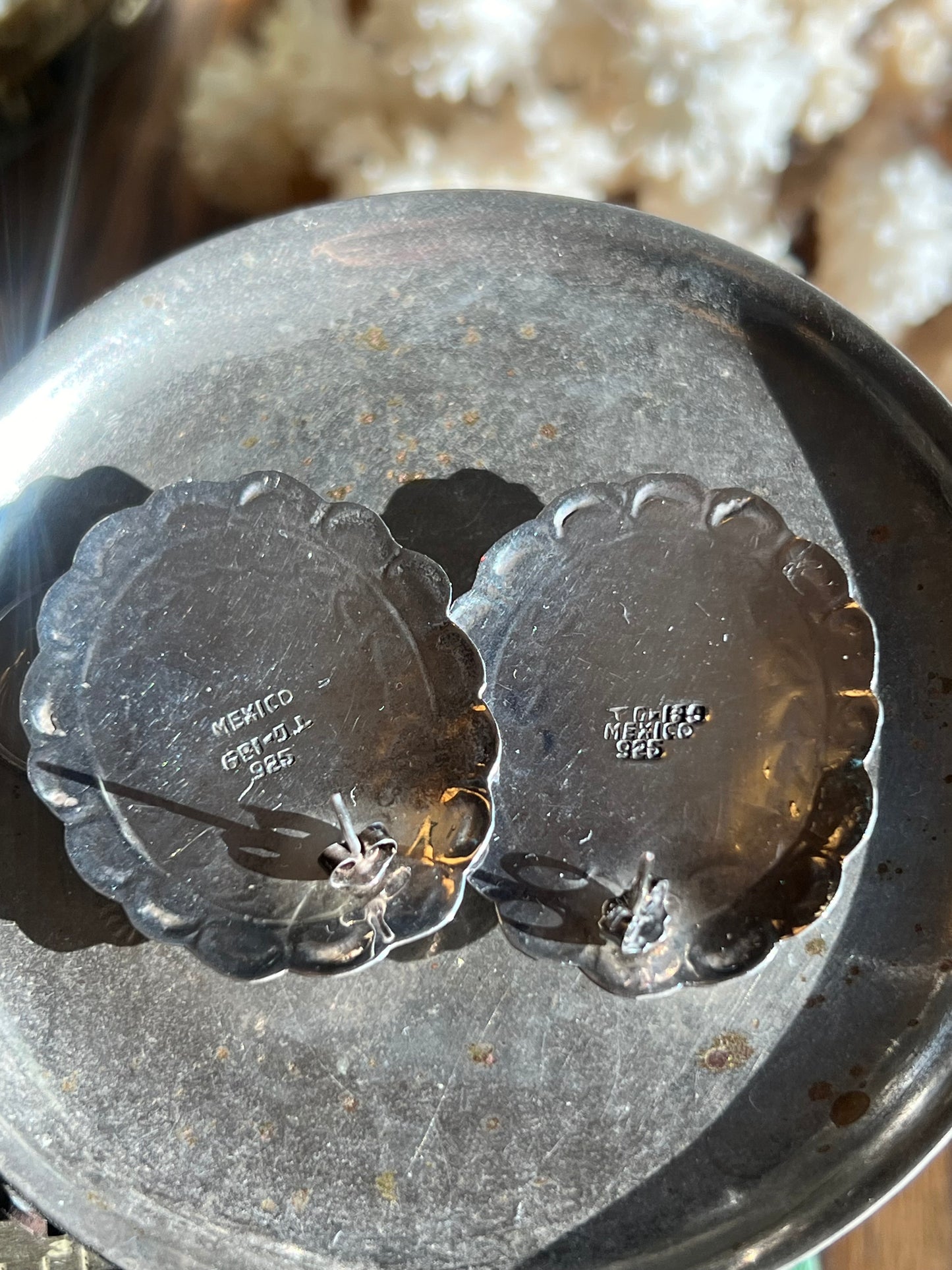 Large Black Onyx & Sterling Silver Huggie Post Earrings