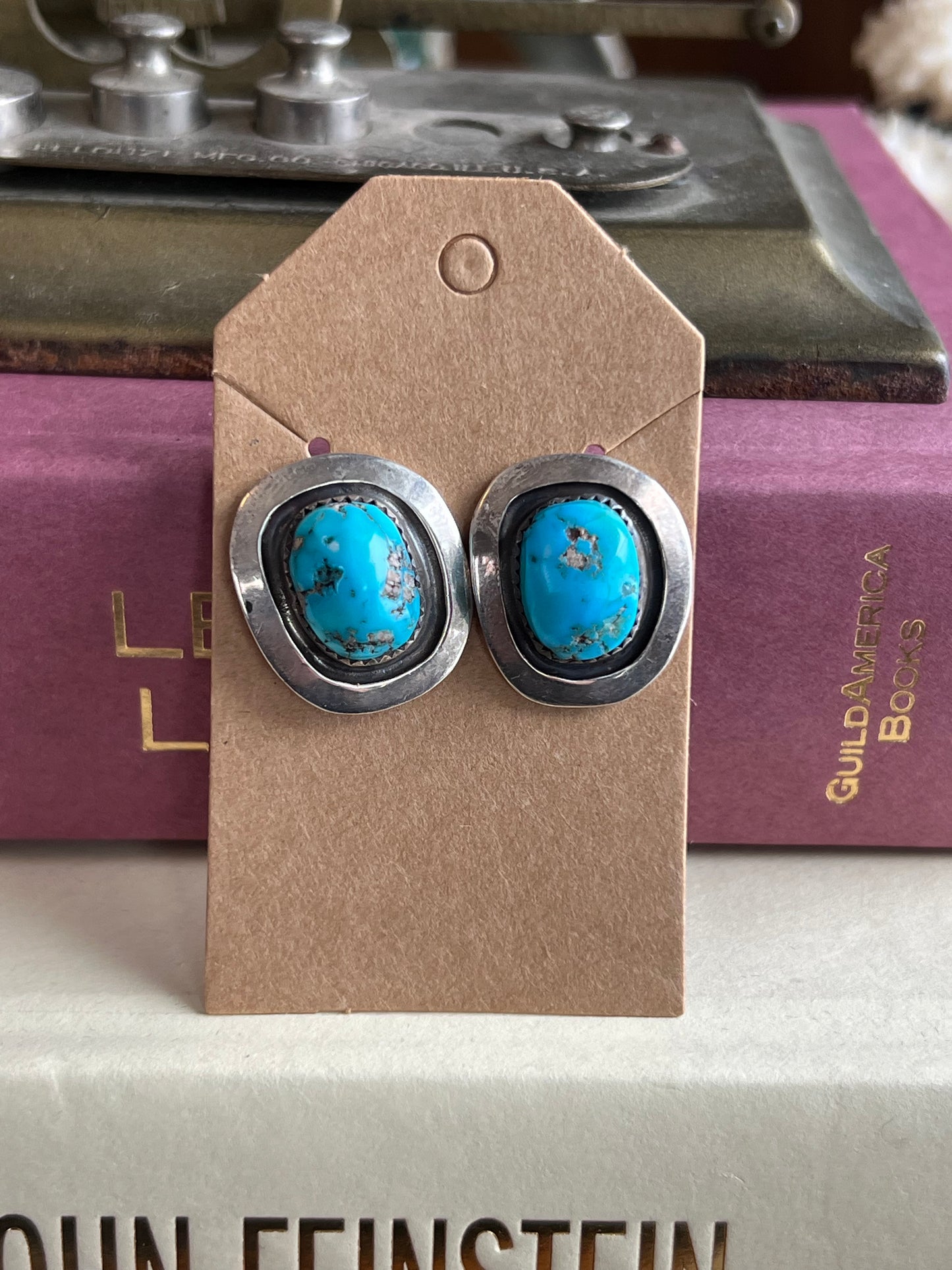 Kingman Turquoise Bezel Post Earrings