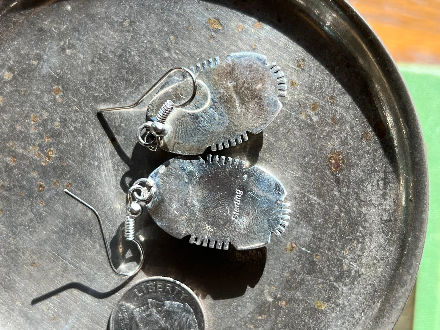 Fox Turquoise & Sterling Silver Drop Earrings