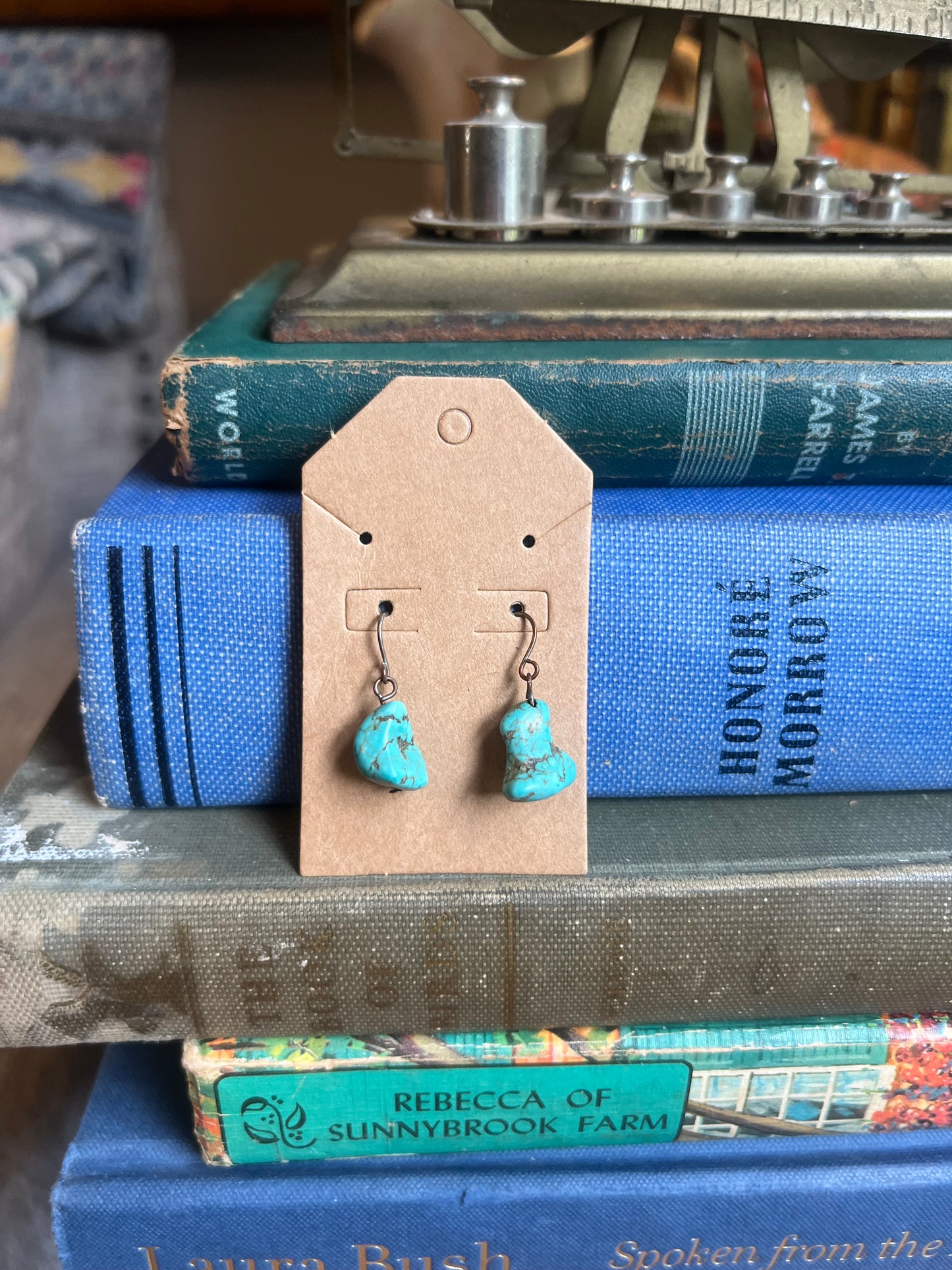 Fox Turquoise Stone Drop Earrings