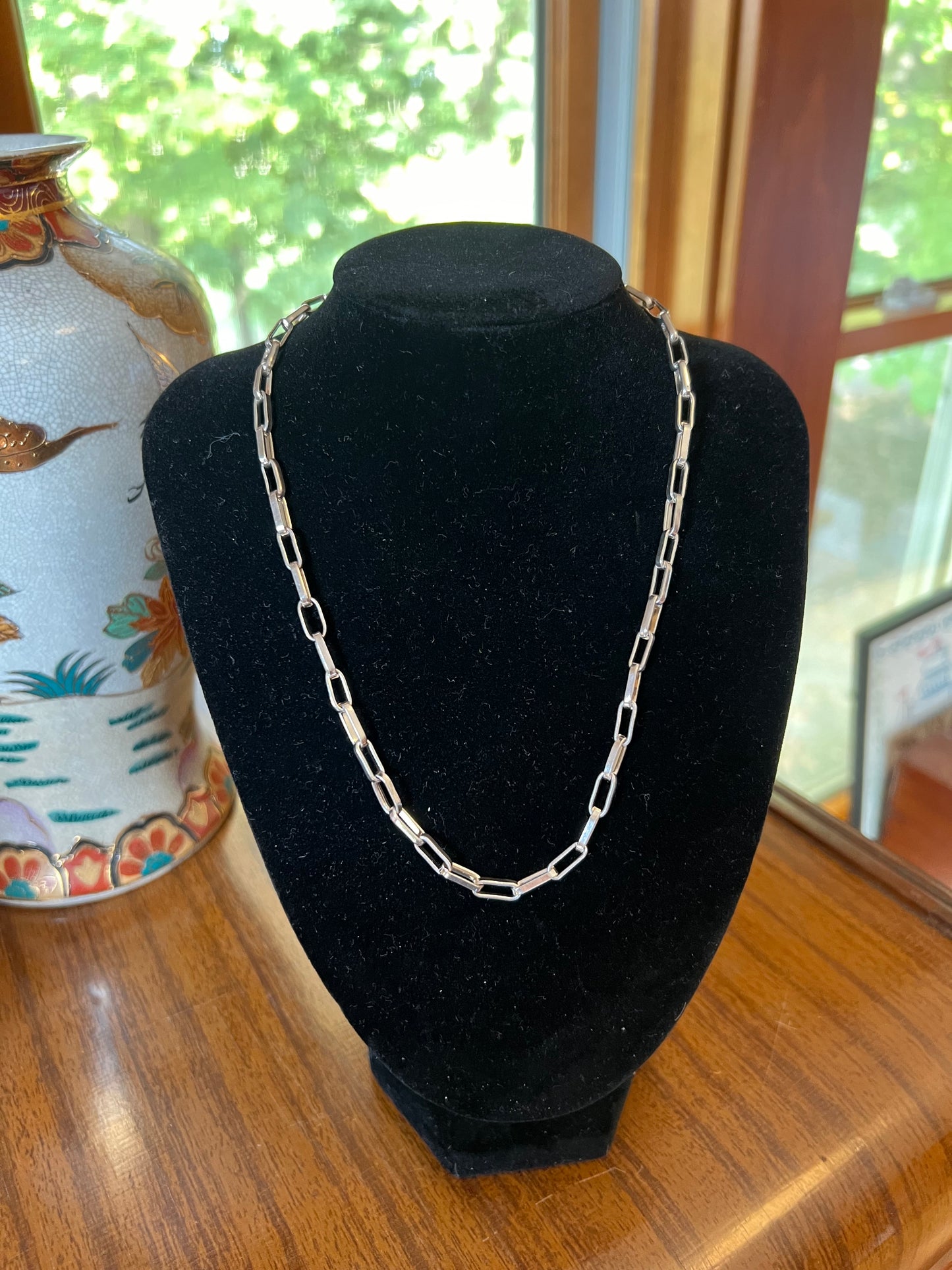 18” Sterling Silver Paperclip Link Chain Necklace