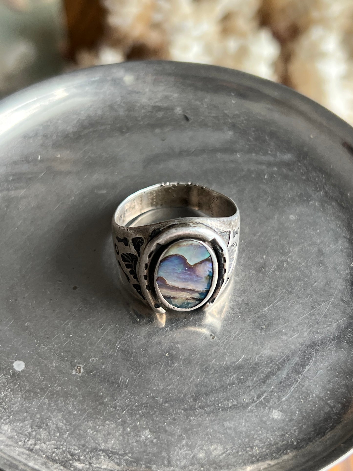 Iridescent Stone with Detailed Band