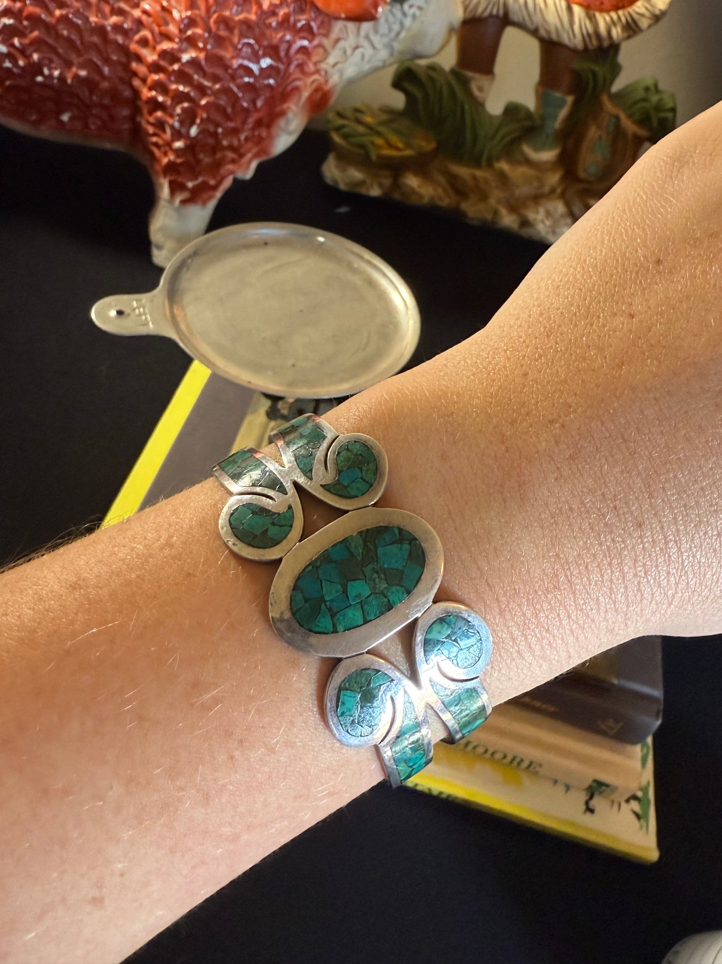 Crushed Green Turquoise Sterling Silver Cuff