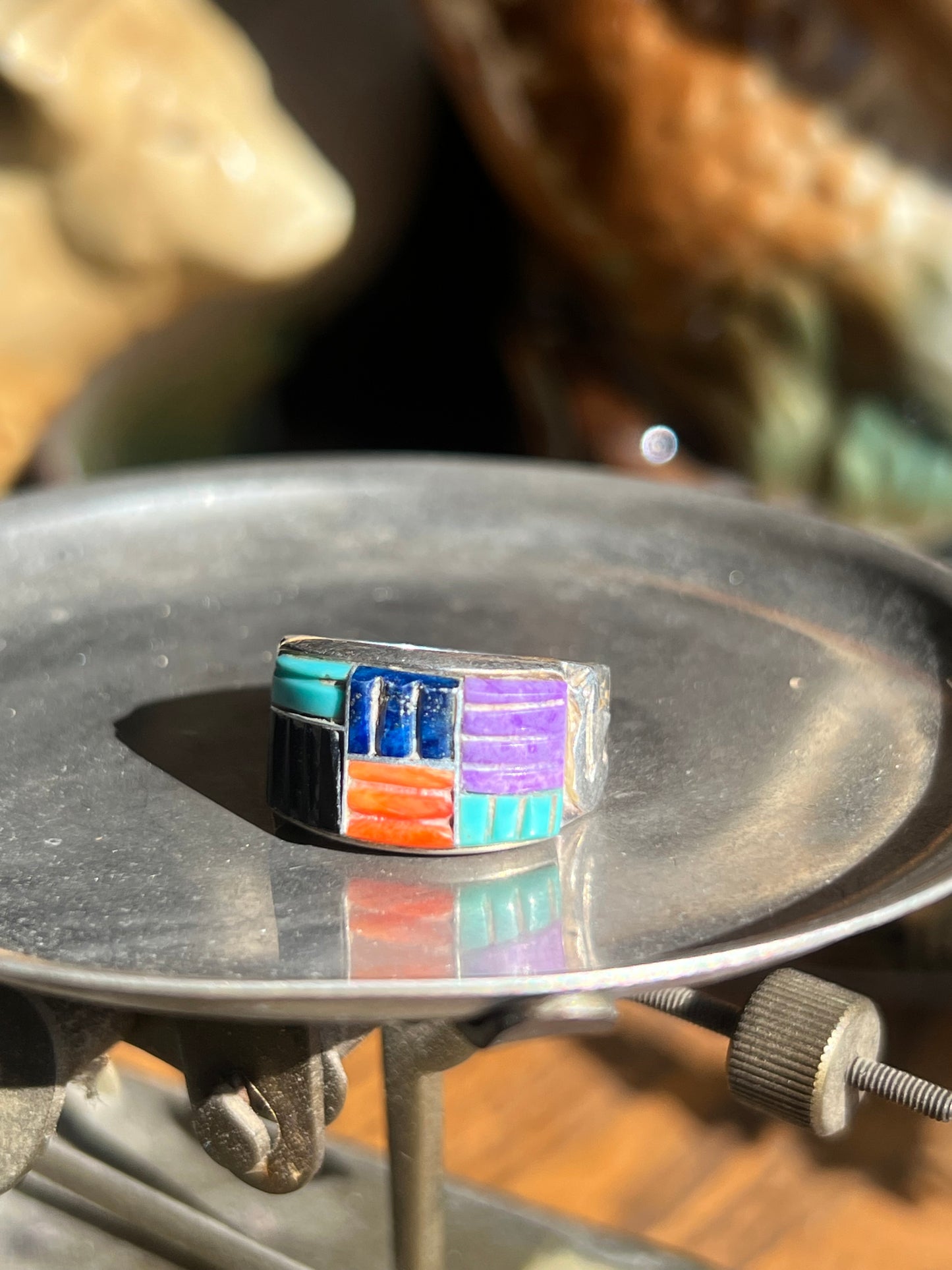 “LG LO” Sterling Silver Multicolor Block Ring