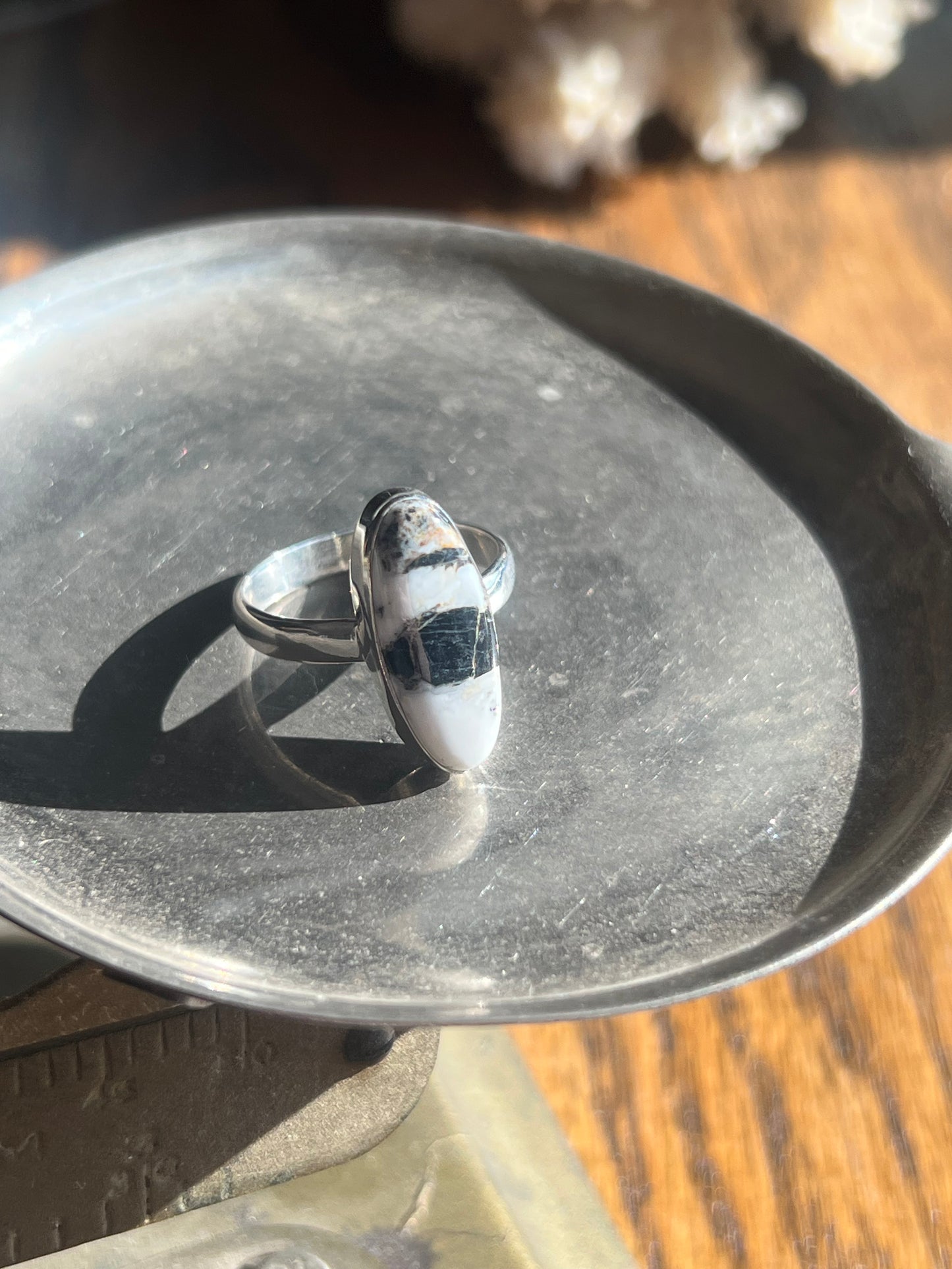White Buffalo Sterling Silver Ring