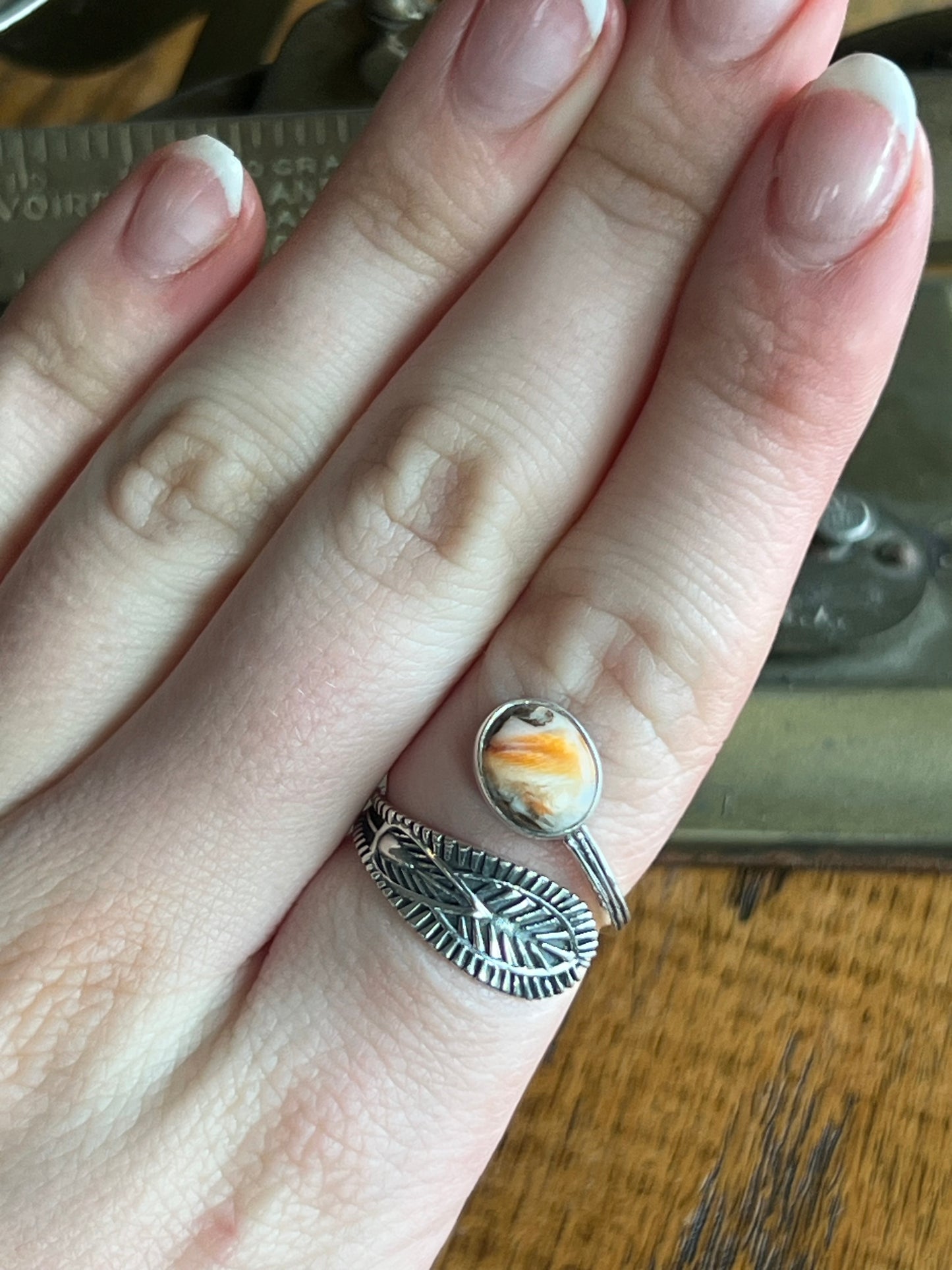 Spiny Oyster & Sterling Silver Wrap Ring