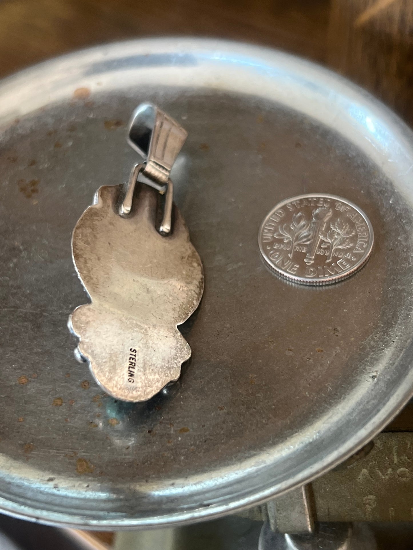 Sterling Silver Bear Head & Kingman Turquoise Pendant