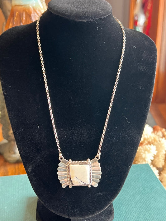 White Buffalo Bar & Sterling Silver Necklace
