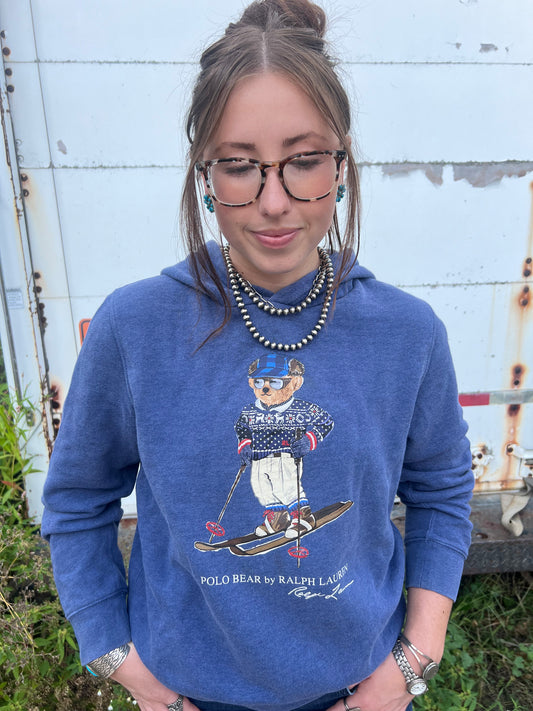 RL Blue Skiing Bear Sweatshirt