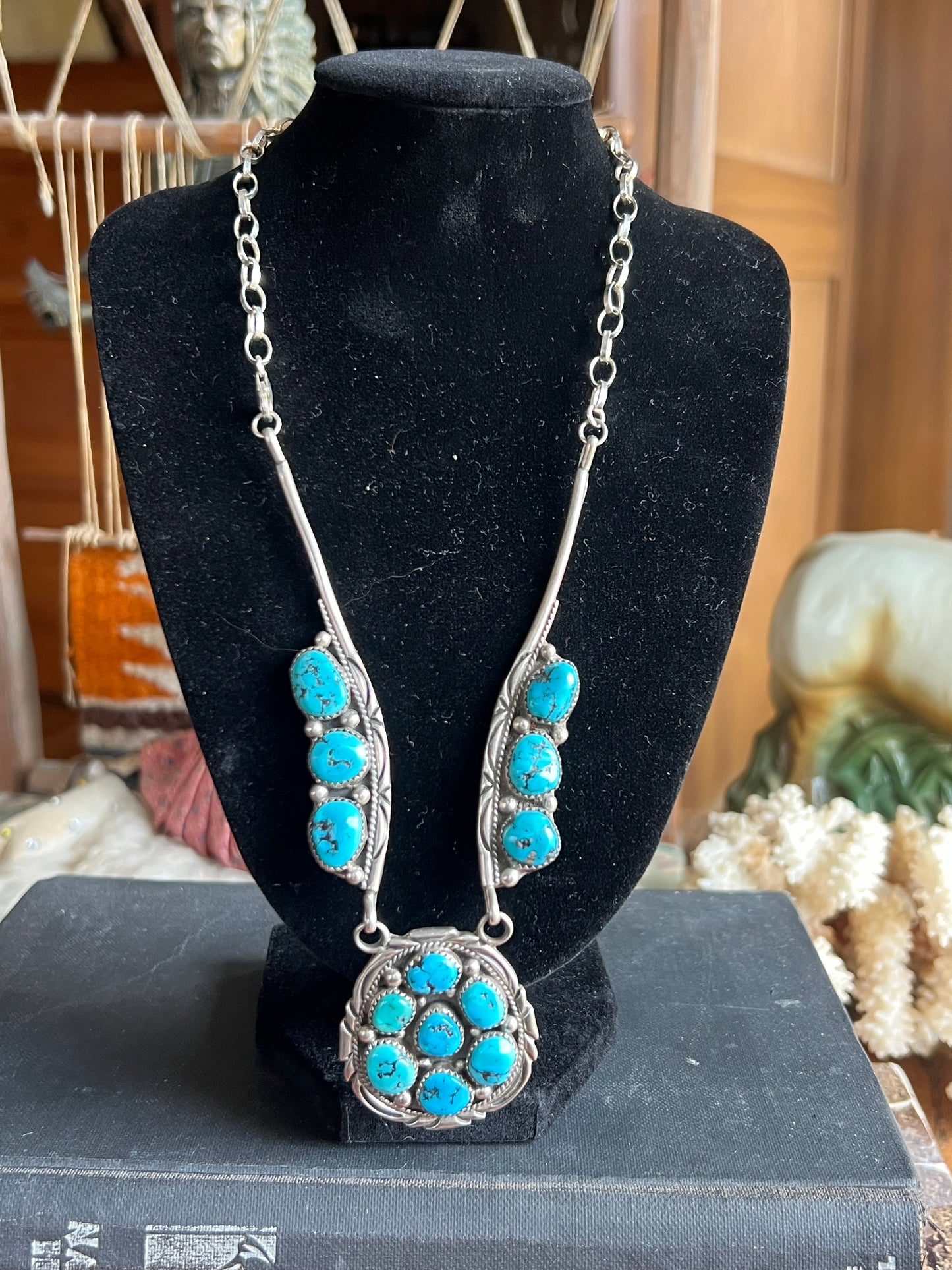 Running Bear Kingman 13 Stone Panel Necklace