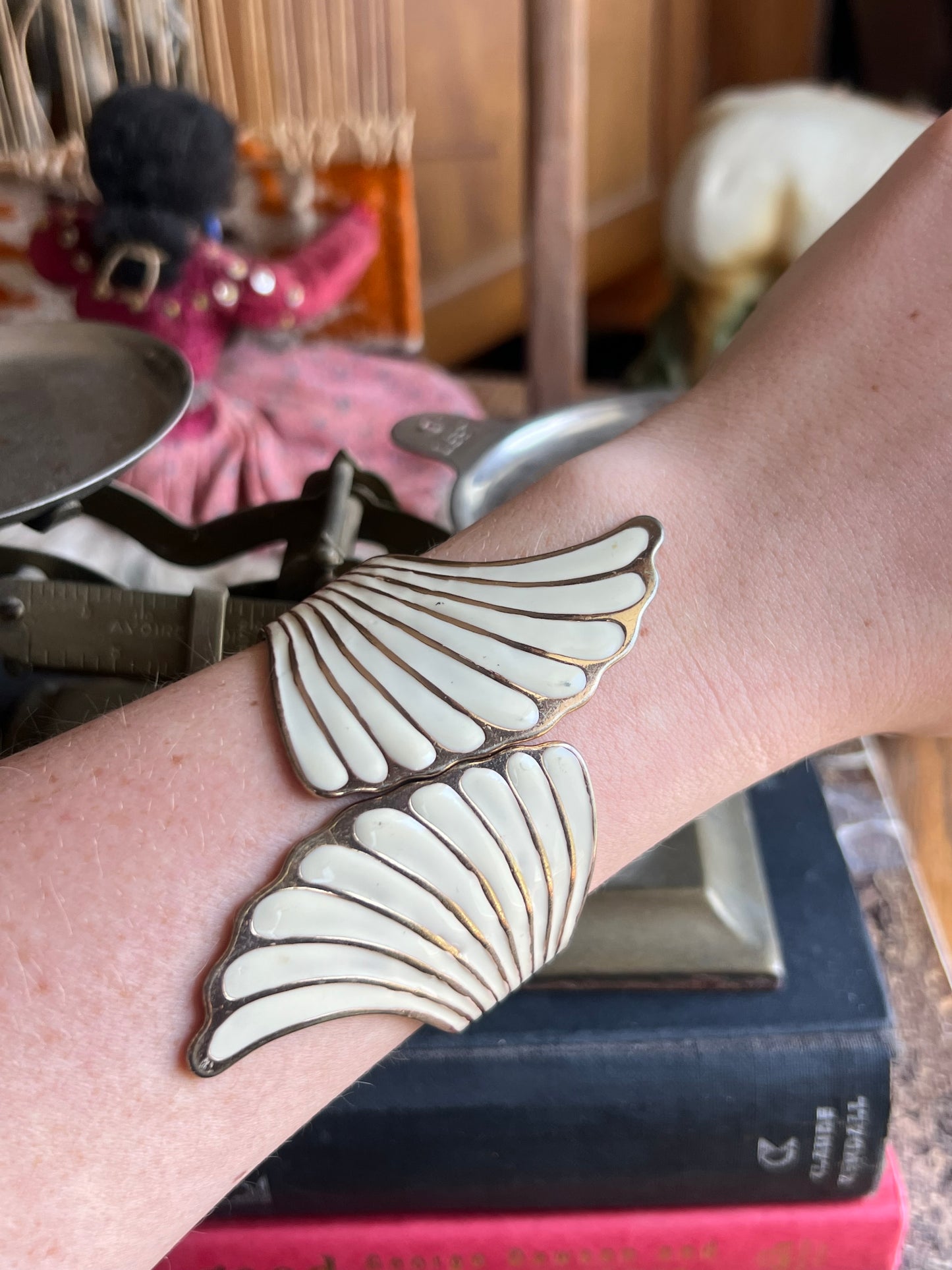Vintage Angel Wings Snap Cuff