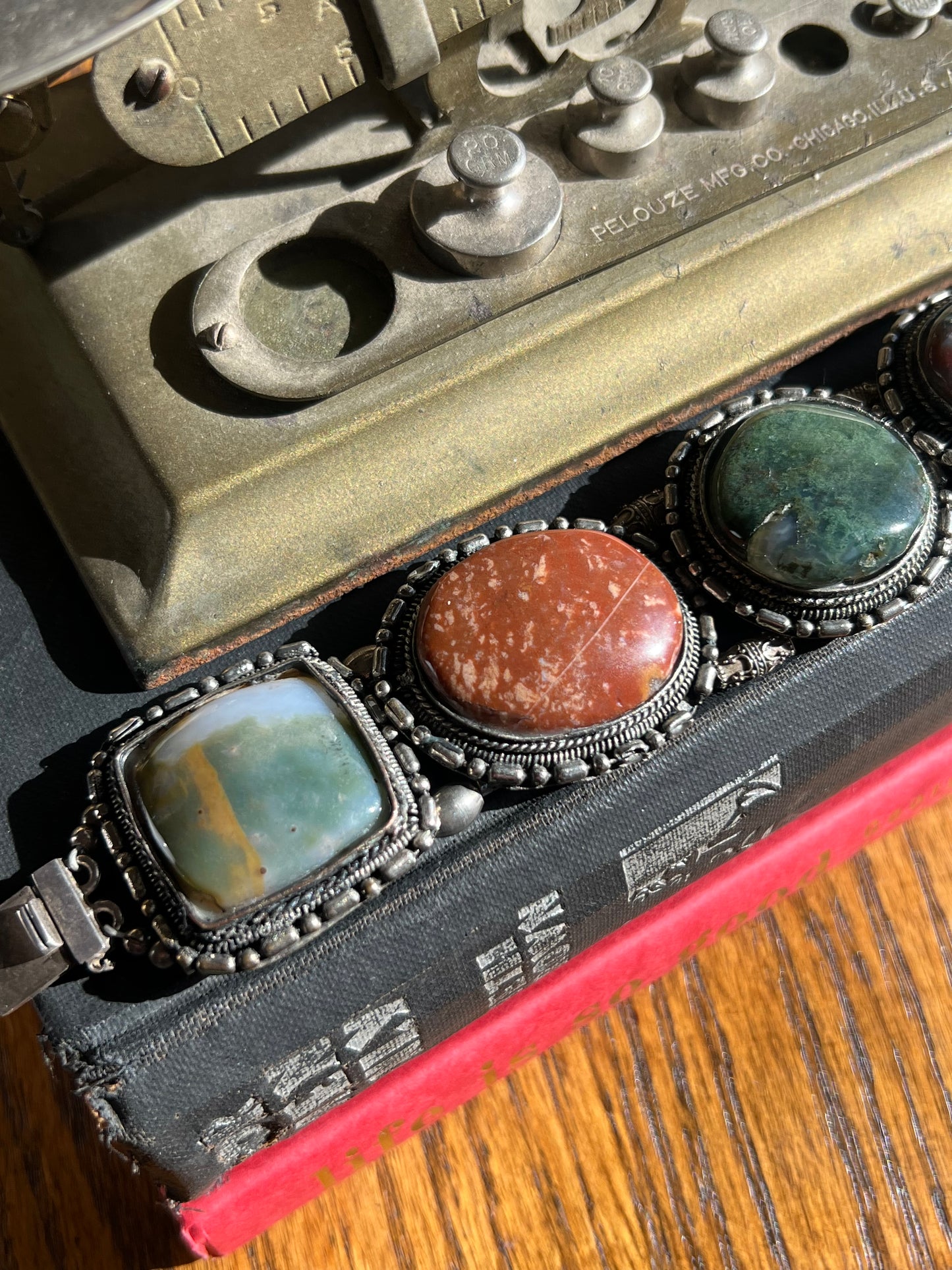 “EJK” Pawn Sterling Silver Multi-Color Stone Bracelet