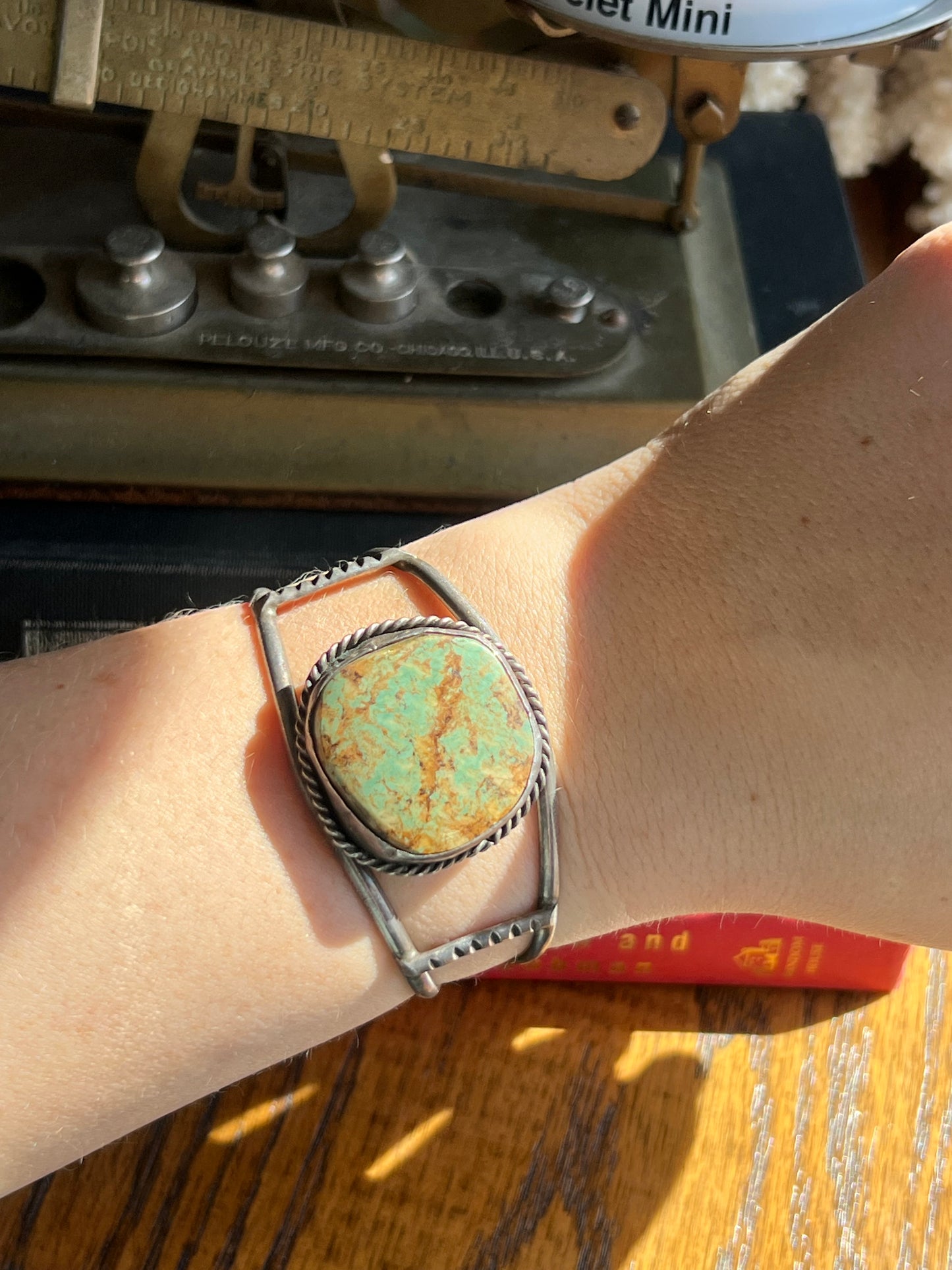 Sonoran Gold Turquoise Stone Open Frame Cuff