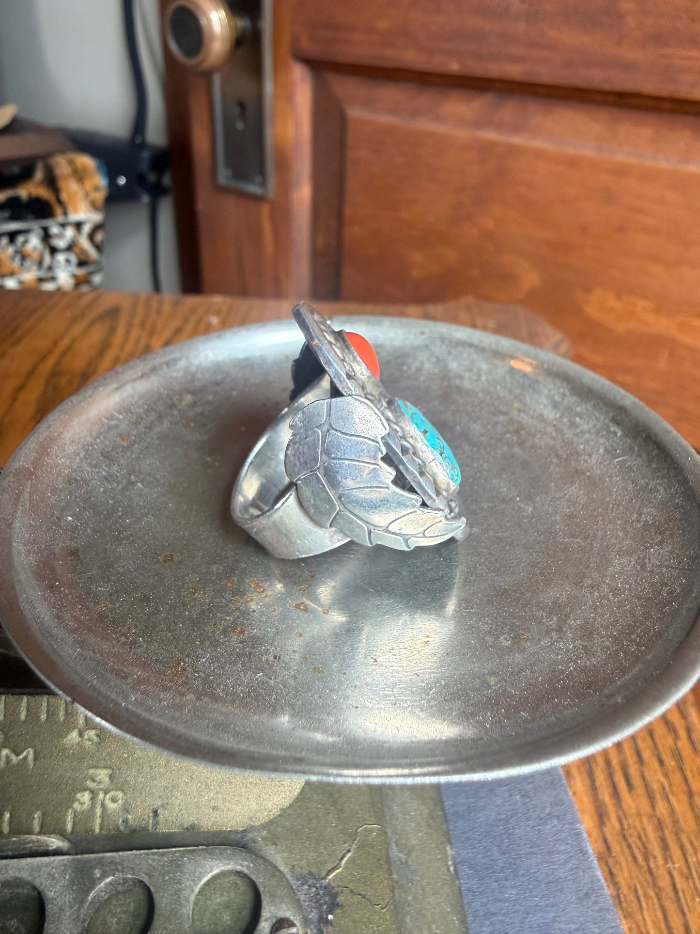 Turquoise & Coral Stone Ring