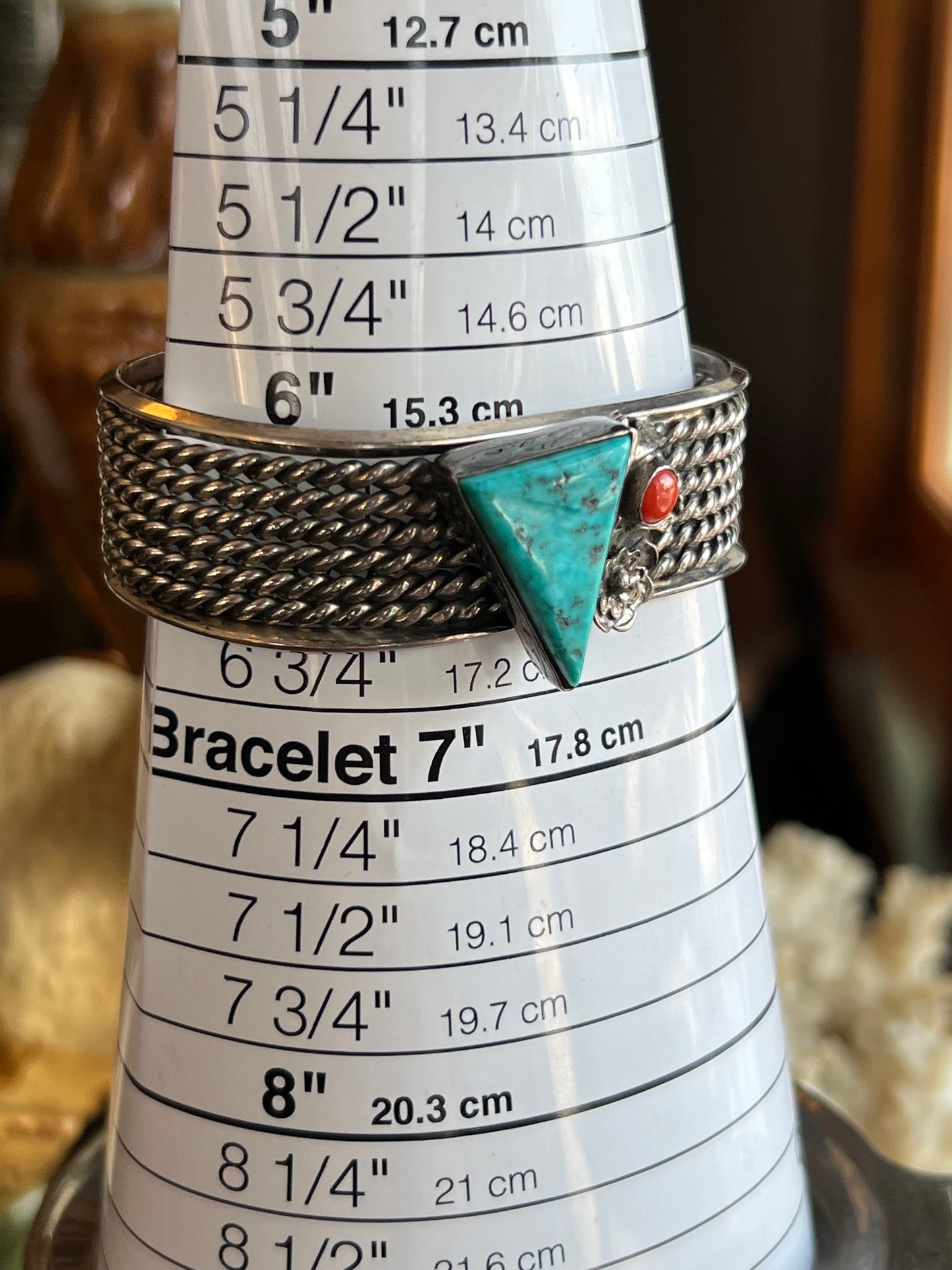 Sterling Silver Turquoise & Coral Double Stone Cuff