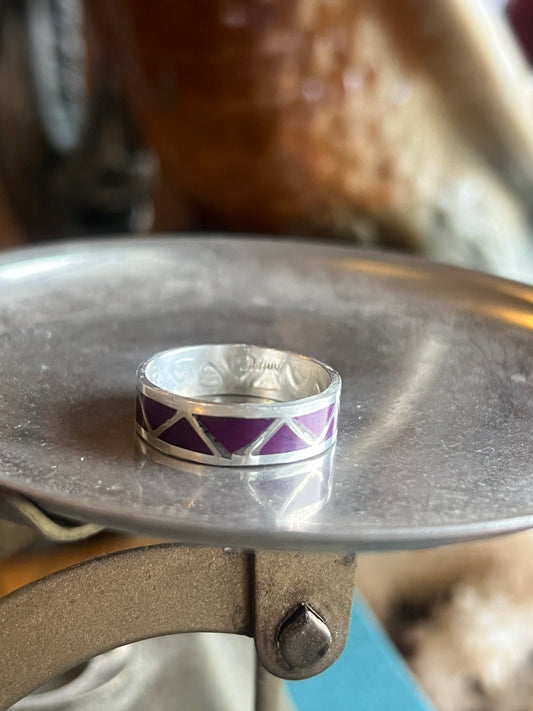 Purple Spiny Oyster Inlay Sterling Silver Ring