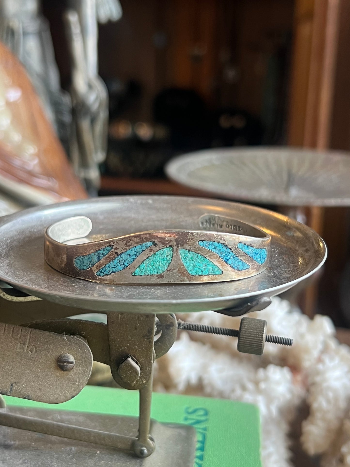 Mexican Turquoise Crushed Inlay Cuff