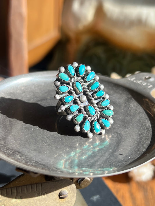 Turquoise Petit Point Zuni Ring