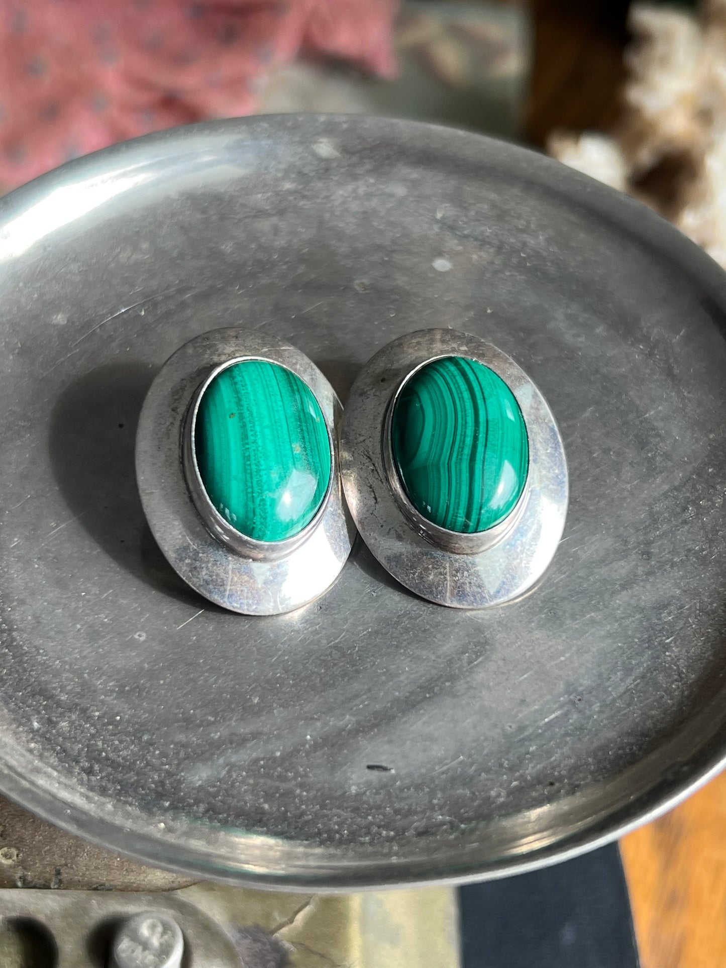 Malachite Sterling Silver Post Earrings