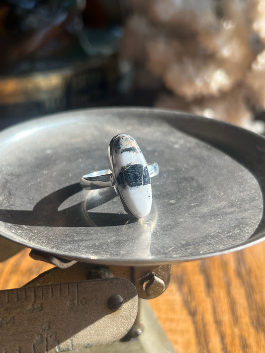 White Buffalo Sterling Silver Ring