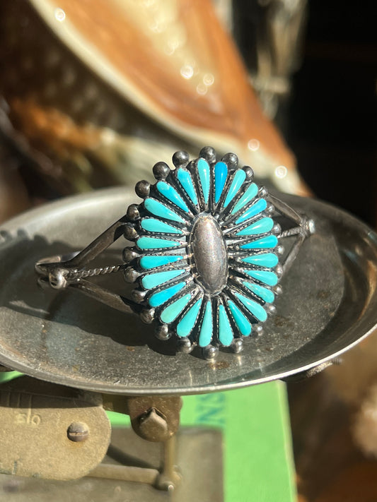 Turquoise Zuni & Sterling Silver Cuff