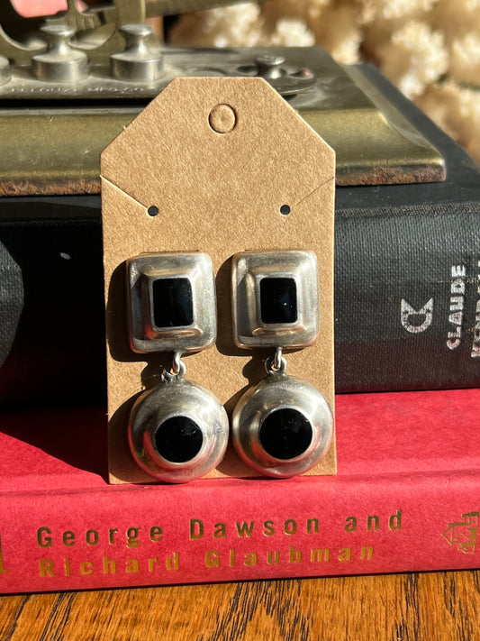 Sterling Silver Black Onyx Drop Earrings