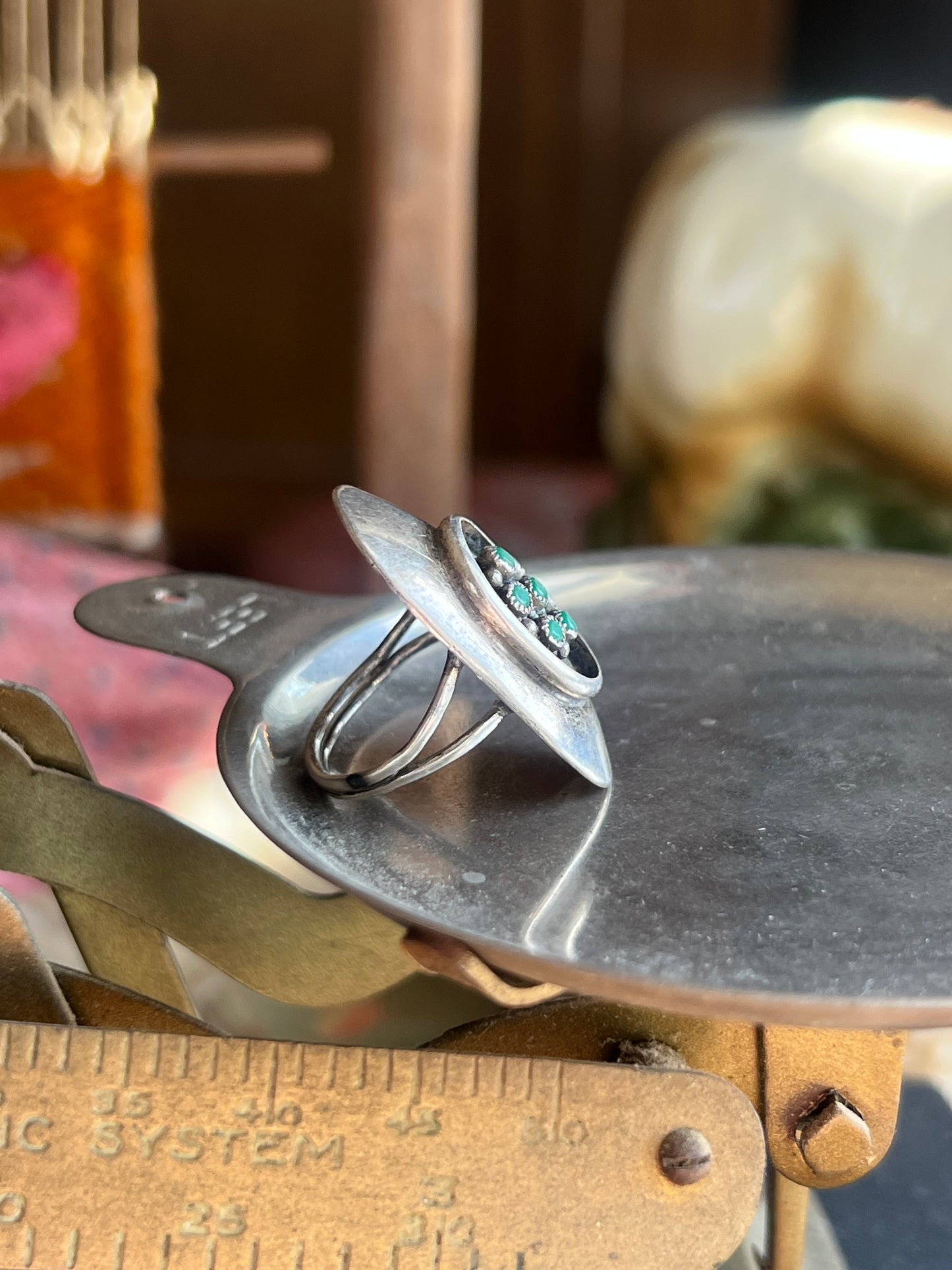 Green 7-Stone Shadow Box Ring