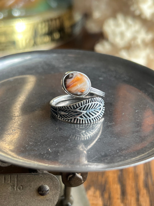 Spiny Oyster & Sterling Silver Wrap Ring