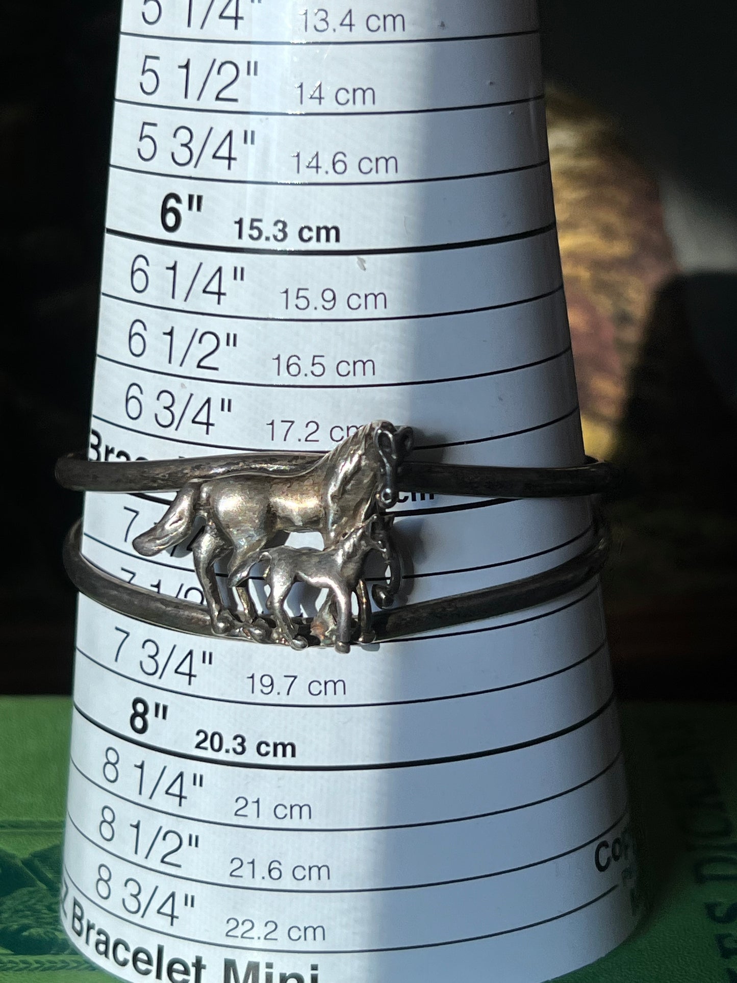 Vintage Sterling Silver Mexican 2 Horse Cuff