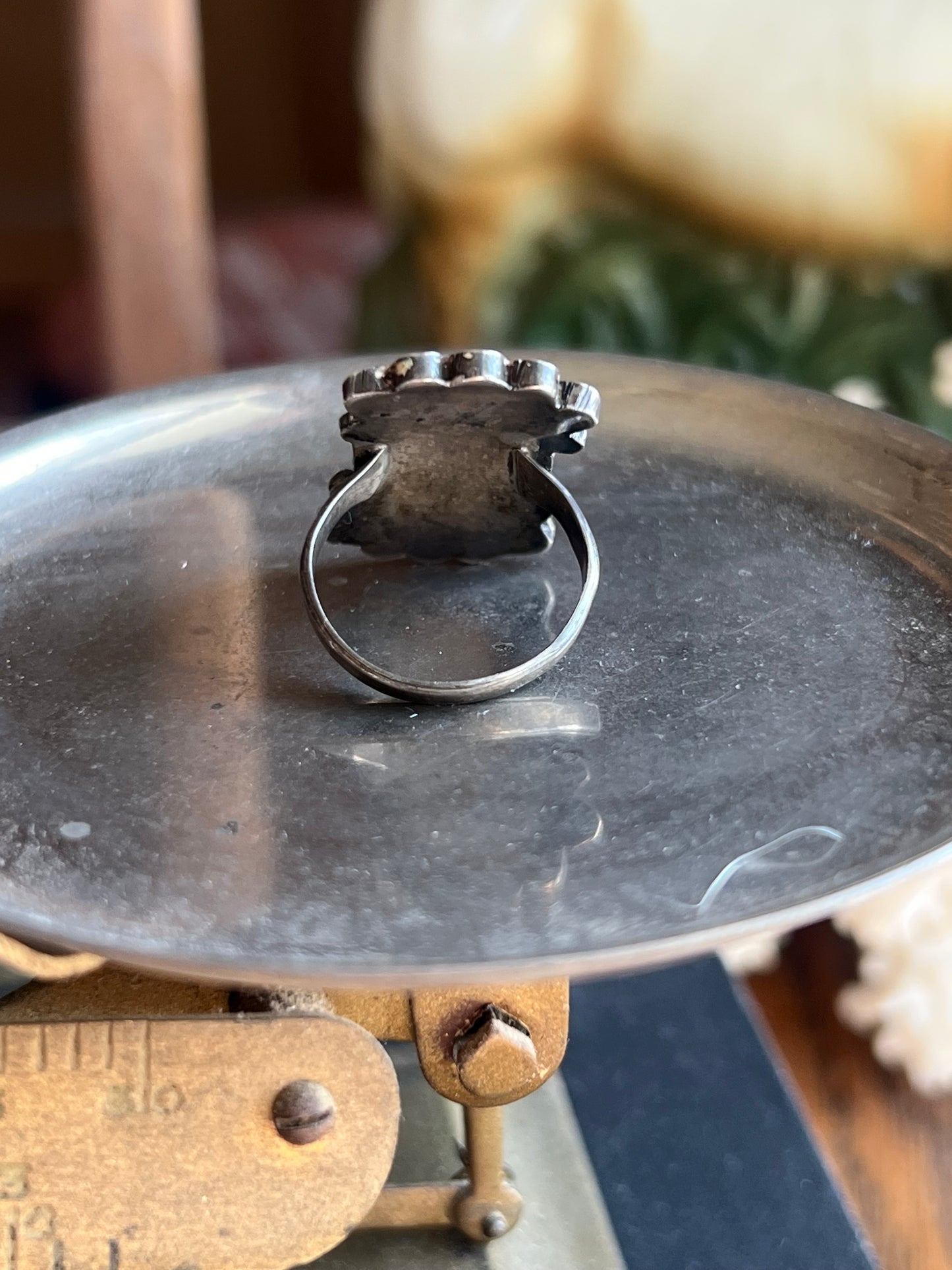 MOP/Turquoise/Coral Inlay Zuni Headdress Ring