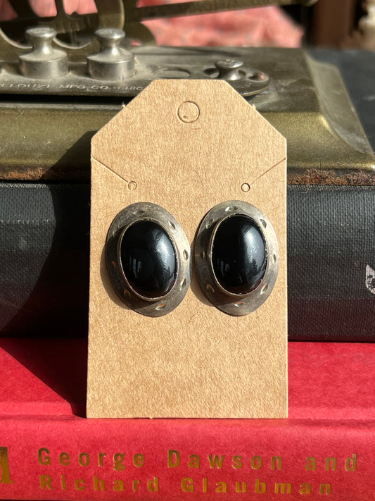 Black Onyx Sterling Silver Post Earrings
