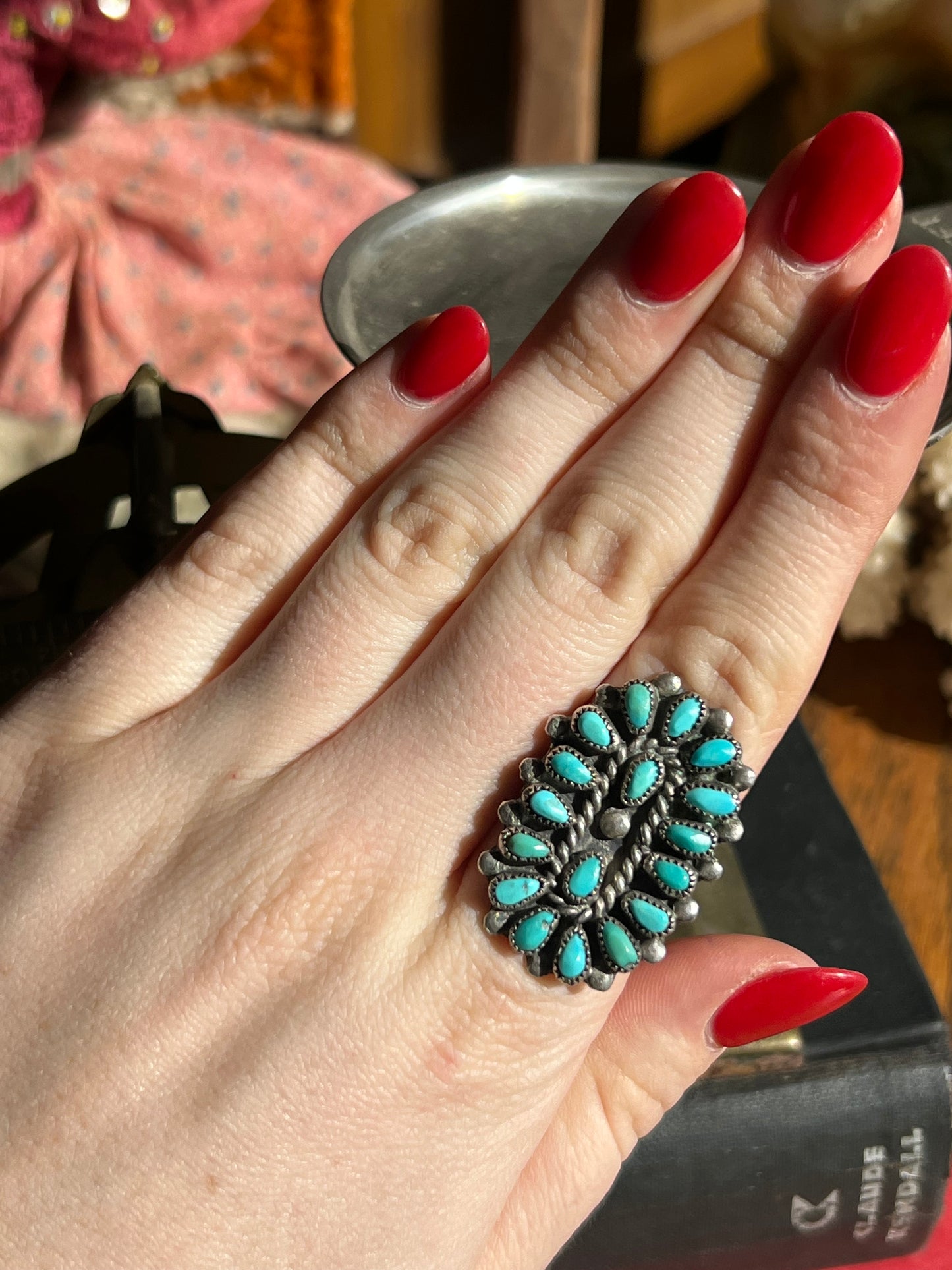 Turquoise Petit Point Zuni Ring