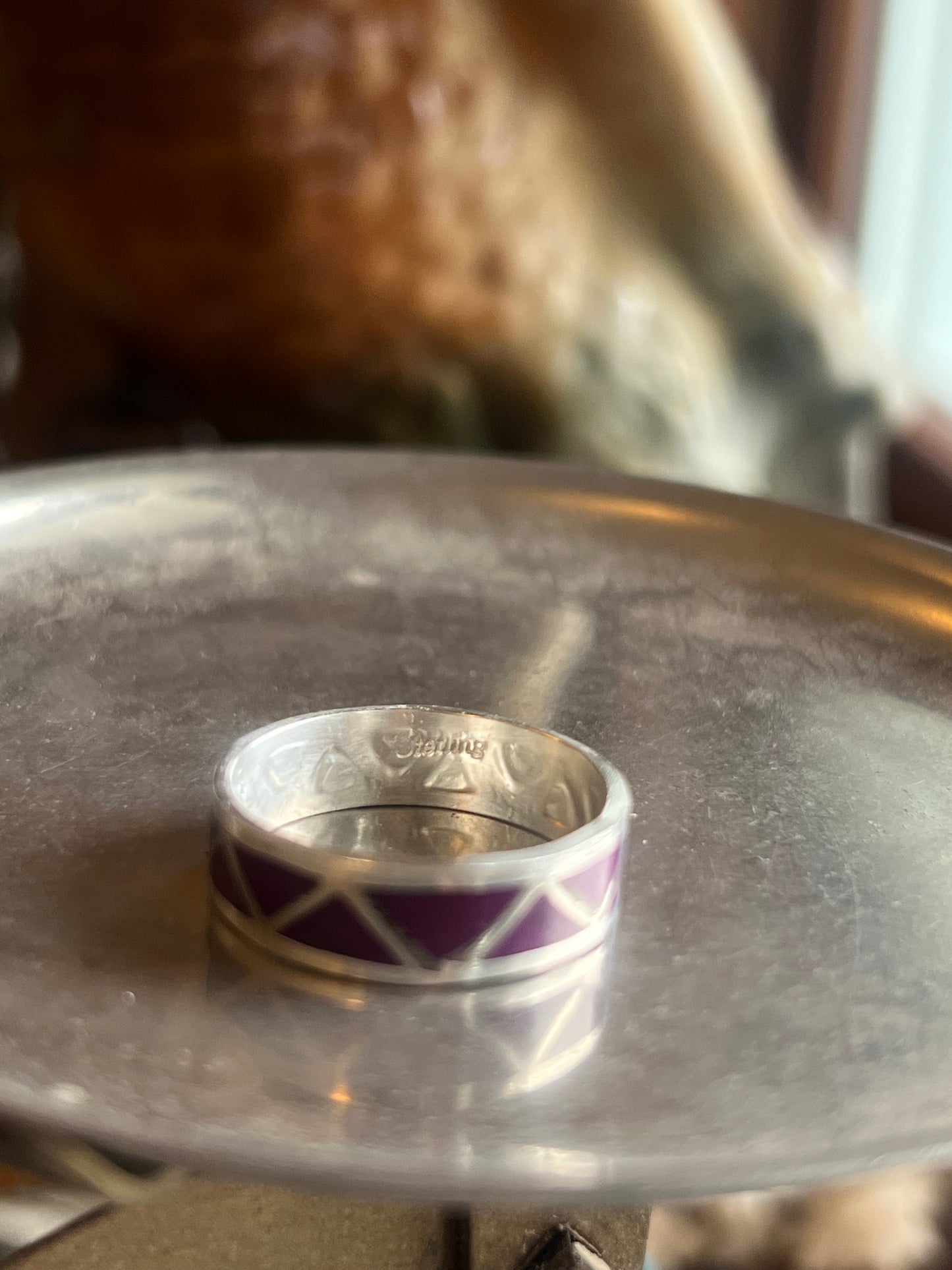 Purple Spiny Oyster Inlay Sterling Silver Ring