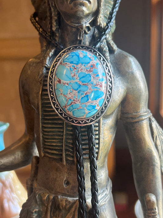 Crazy Lace Agate Turquoise Bolo Tie