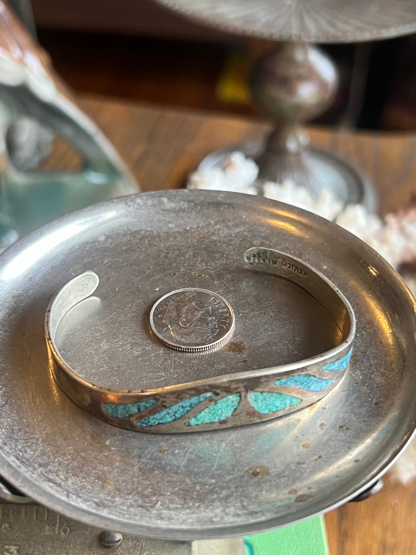 Mexican Turquoise Crushed Inlay Cuff