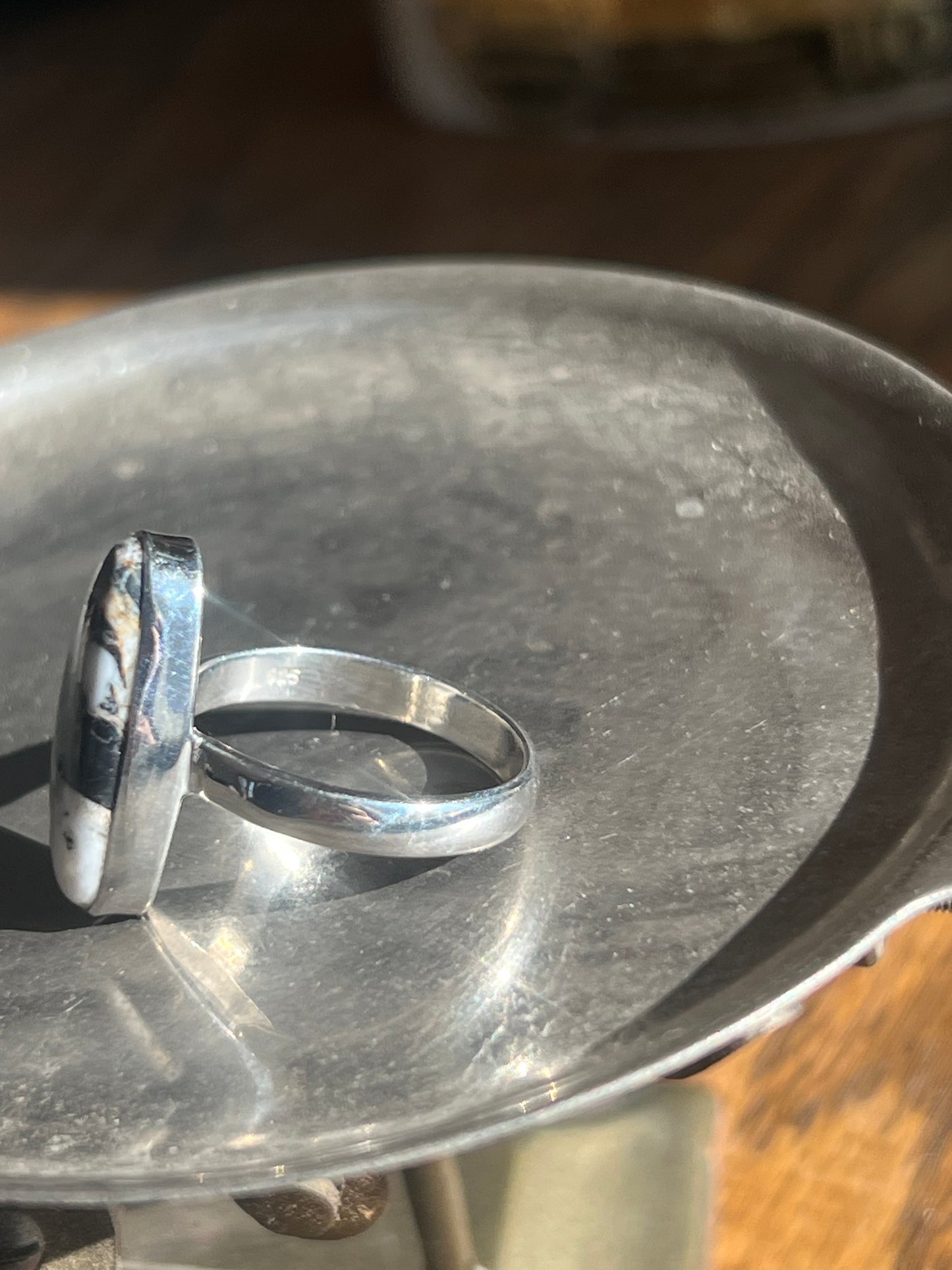 White Buffalo Sterling Silver Ring