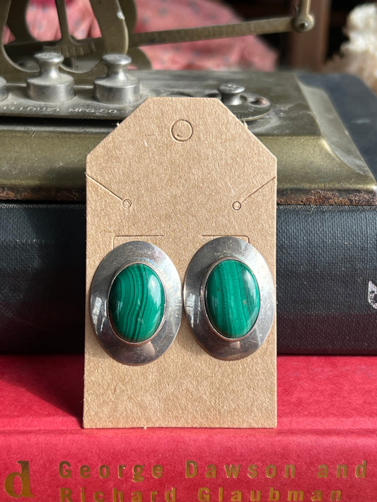 Malachite Sterling Silver Post Earrings