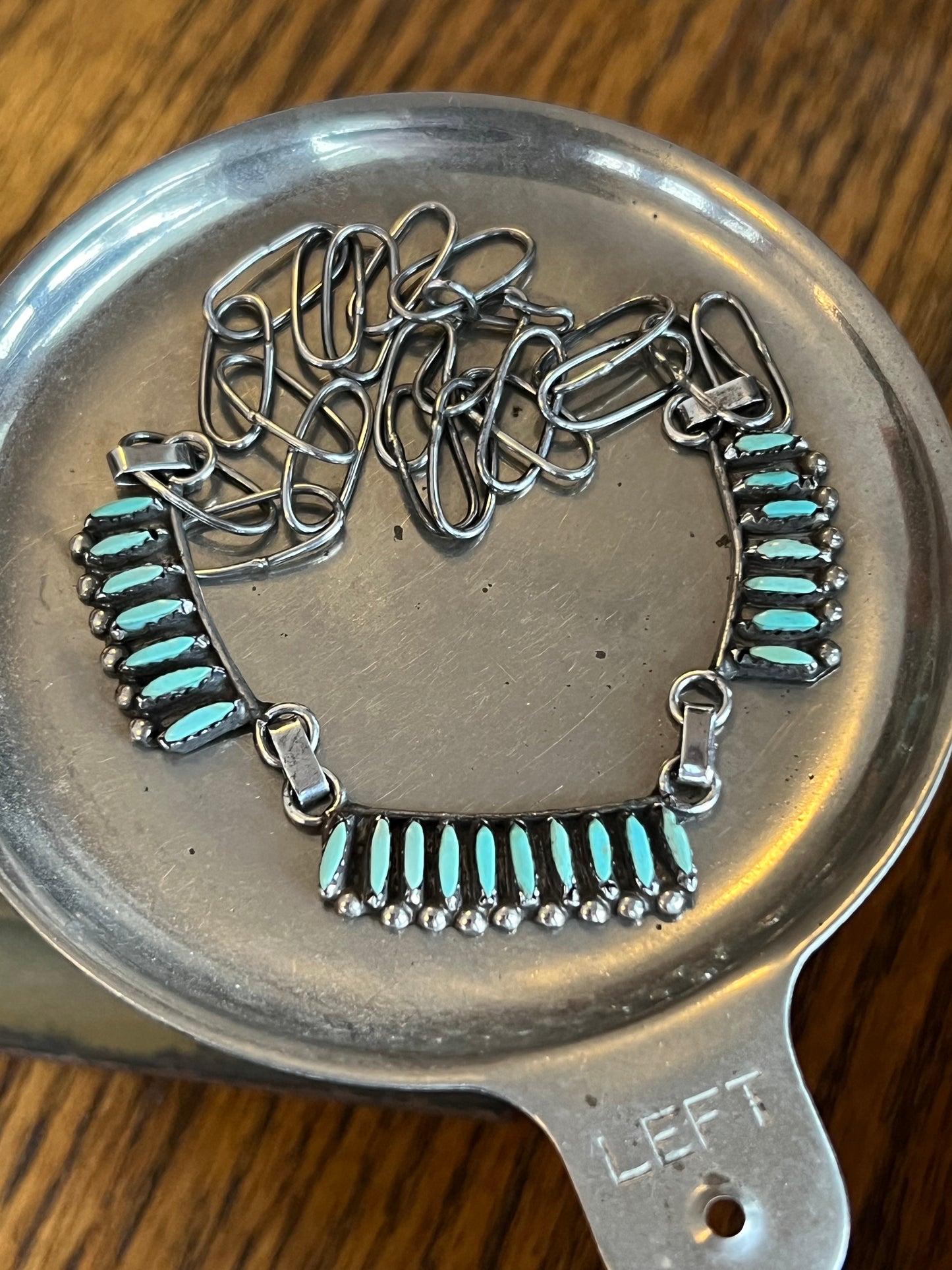 Turquoise Zuni Petit Point 3 Panel Necklace