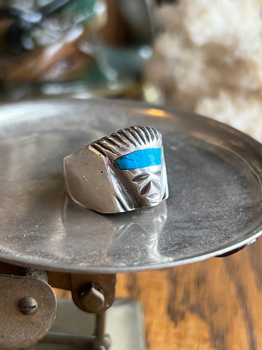Sterling Silver Crushed Turquoise Face Ring