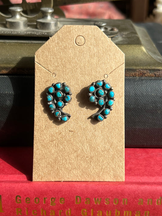 Turquoise Cluster Stone Post Earrings