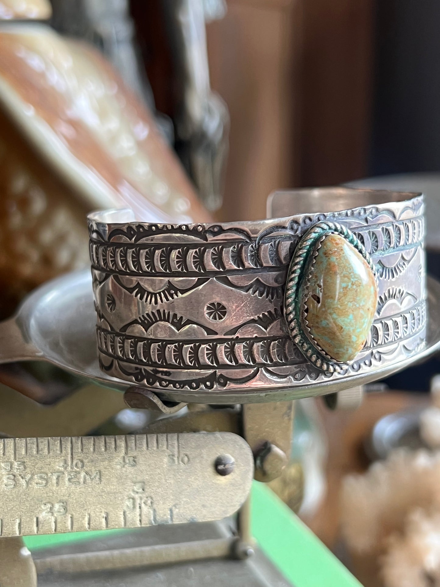 Signed RE Menassa Turquoise Cuff