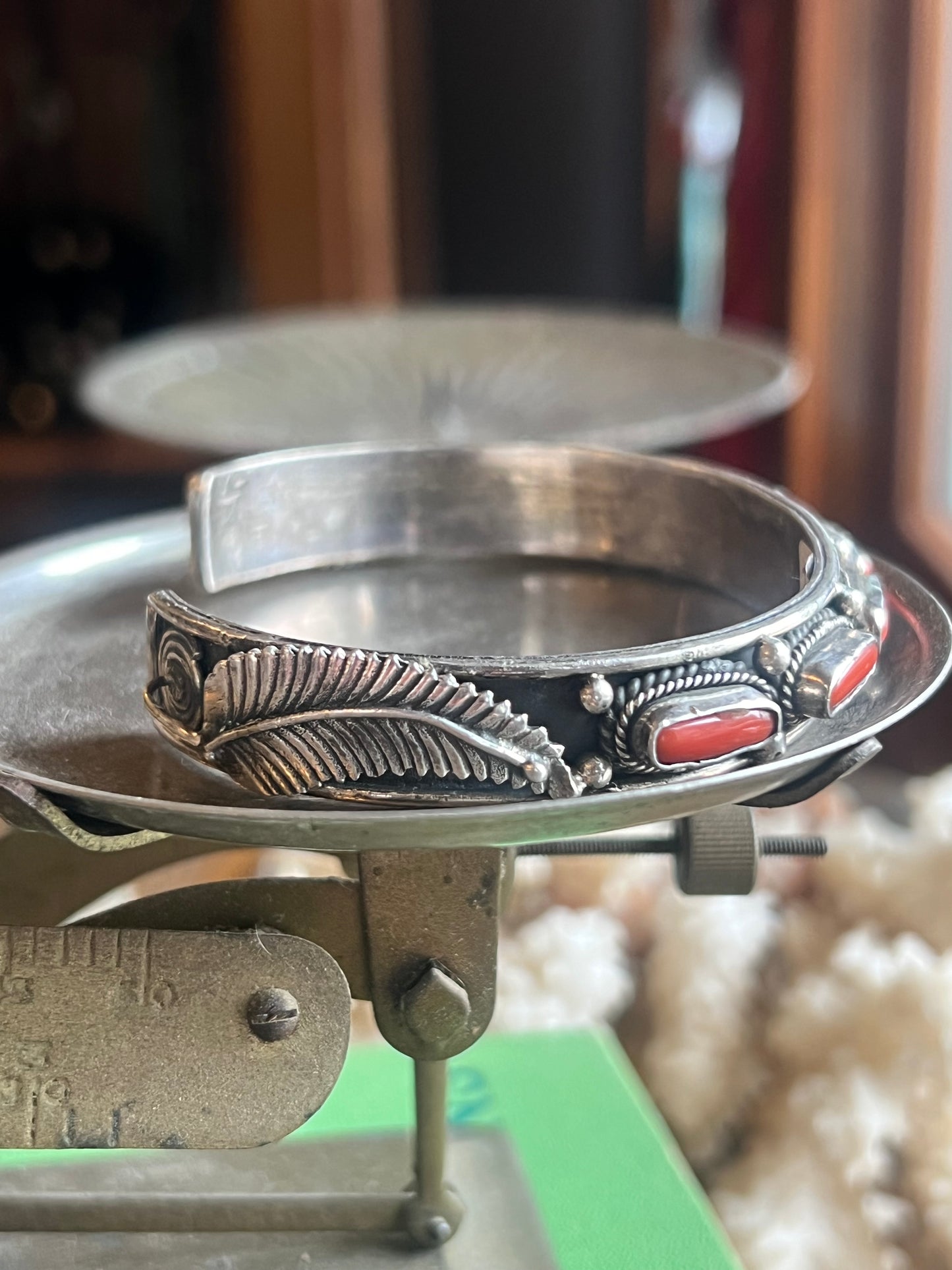 Coral & Sterling Silver Cuff